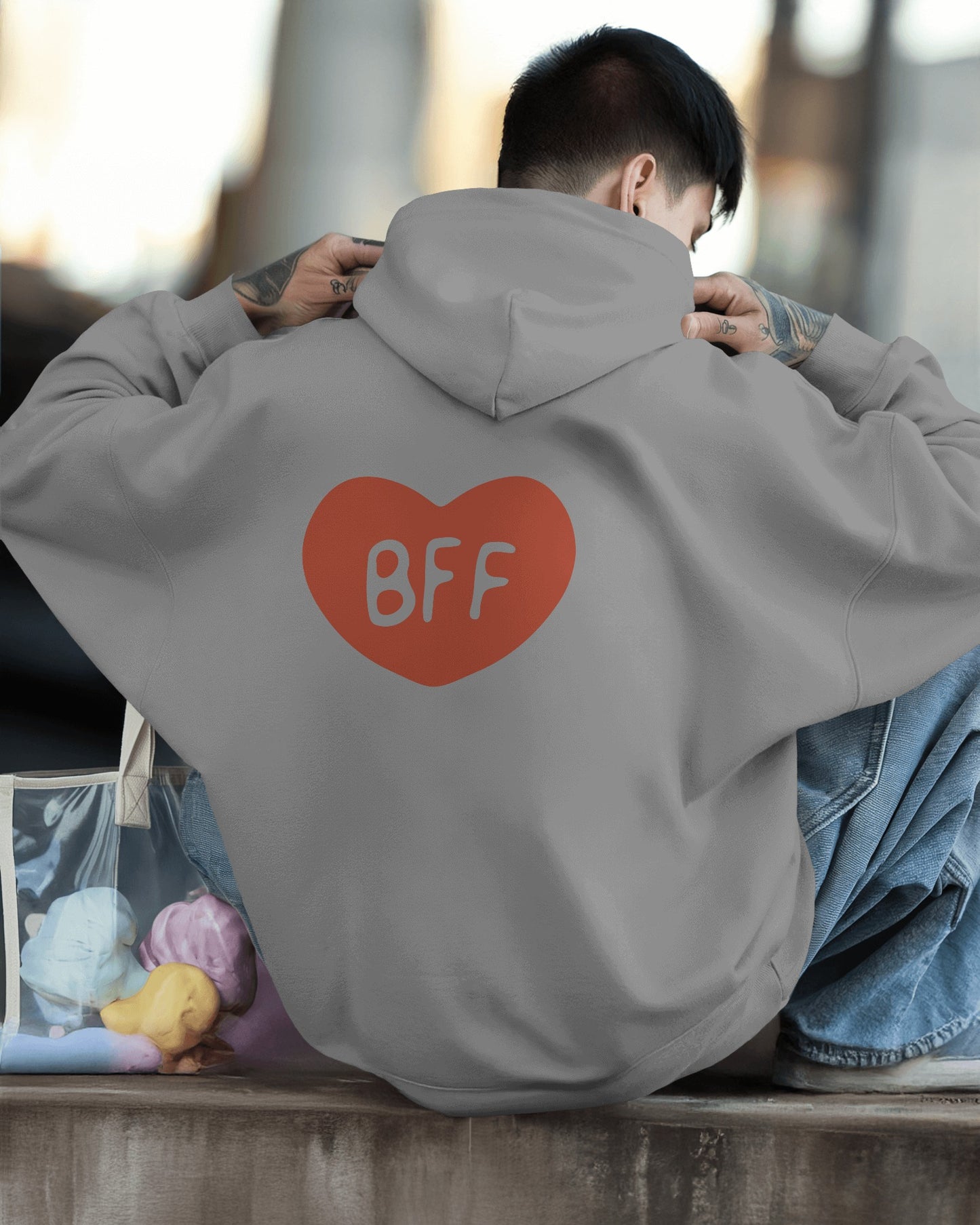 BFF Heart Hoodie - Men's Heavy Blend for Friendship Celebrations
