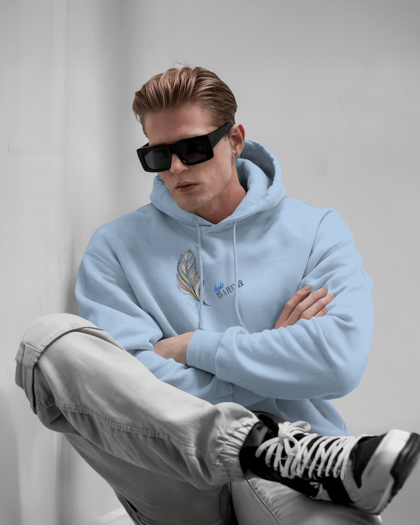 Inspirational Feather Men Heavy Blend Hoodie- Exclusive Minimal Design