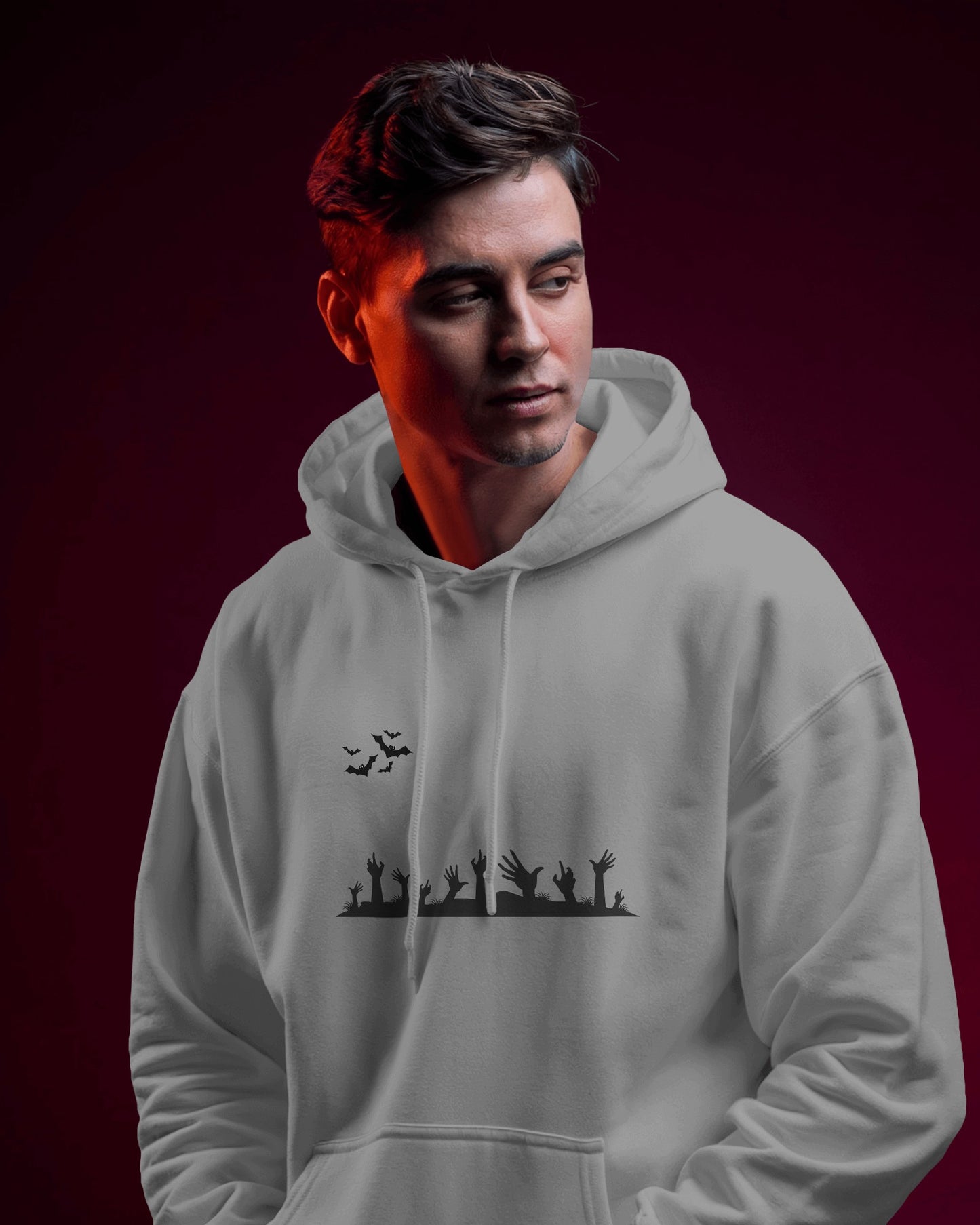 Halloween Themed Men Heavy Blend Hoodie with Spooky Design