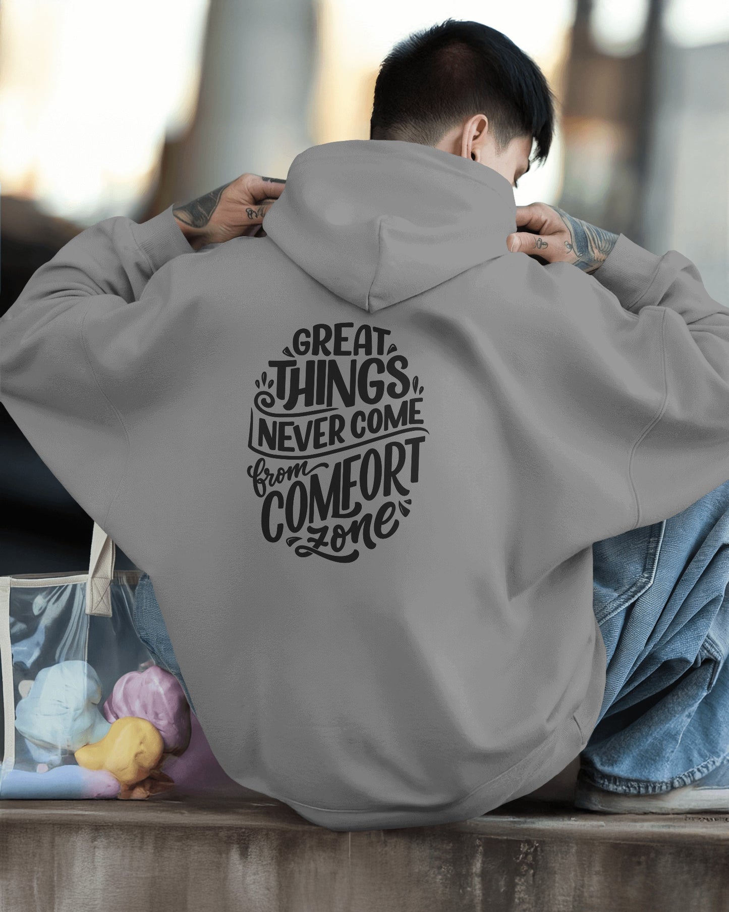 Inspirational Quote Hoodie For Men Back Design