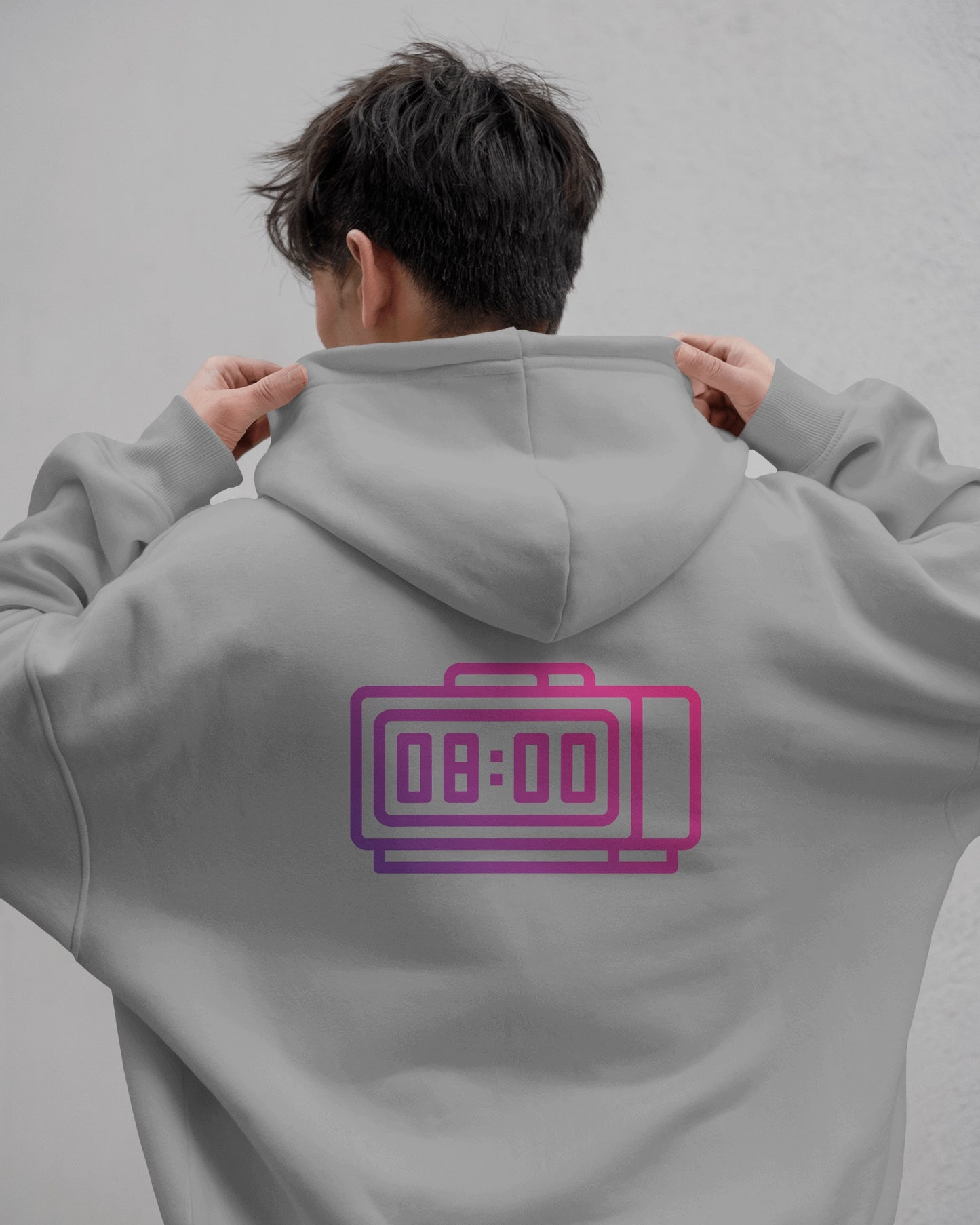 Retro Alarm Clock Men's Back Design Heavy Blend™ Hoodie