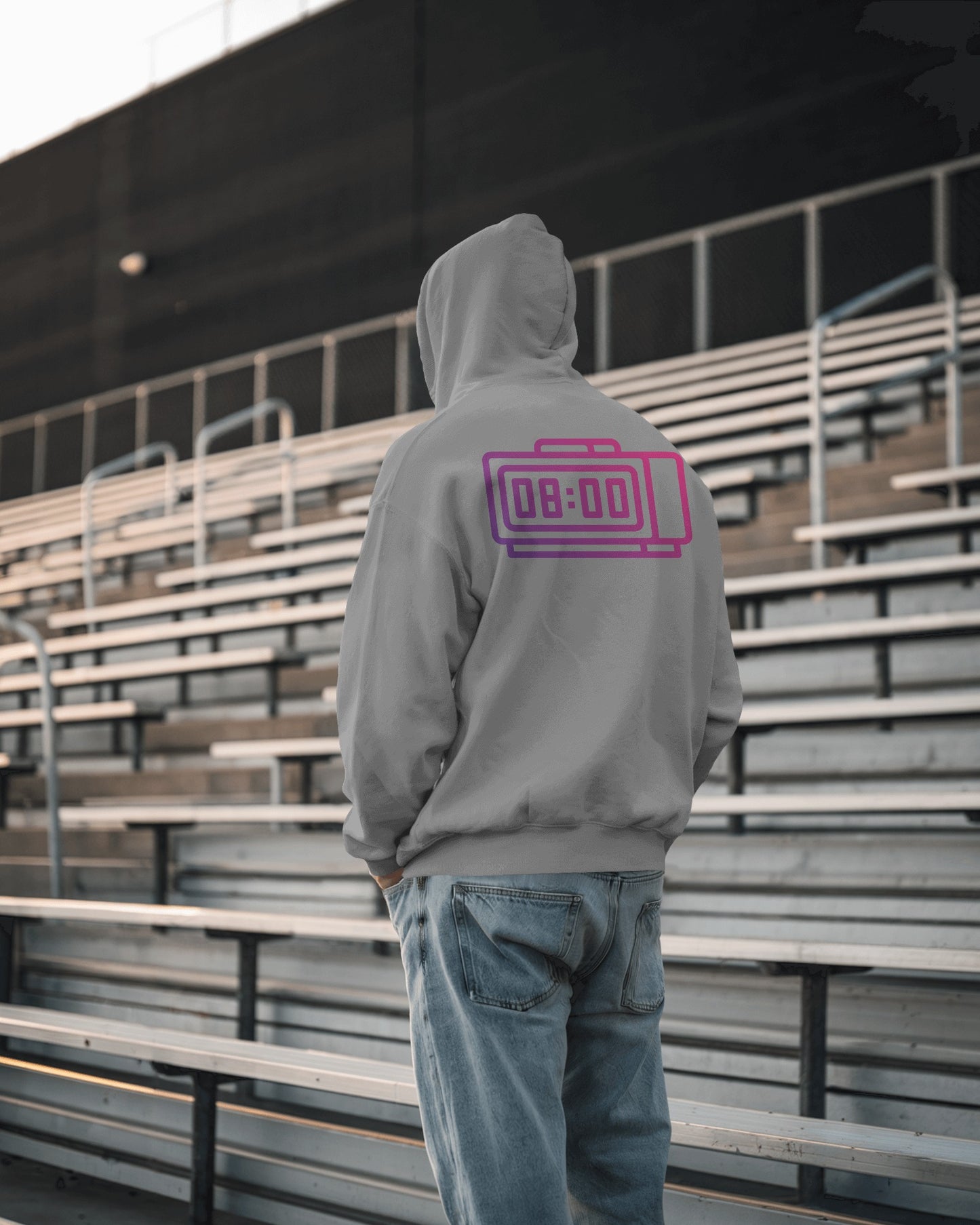 Retro Alarm Clock Men's Back Design Heavy Blend™ Hoodie