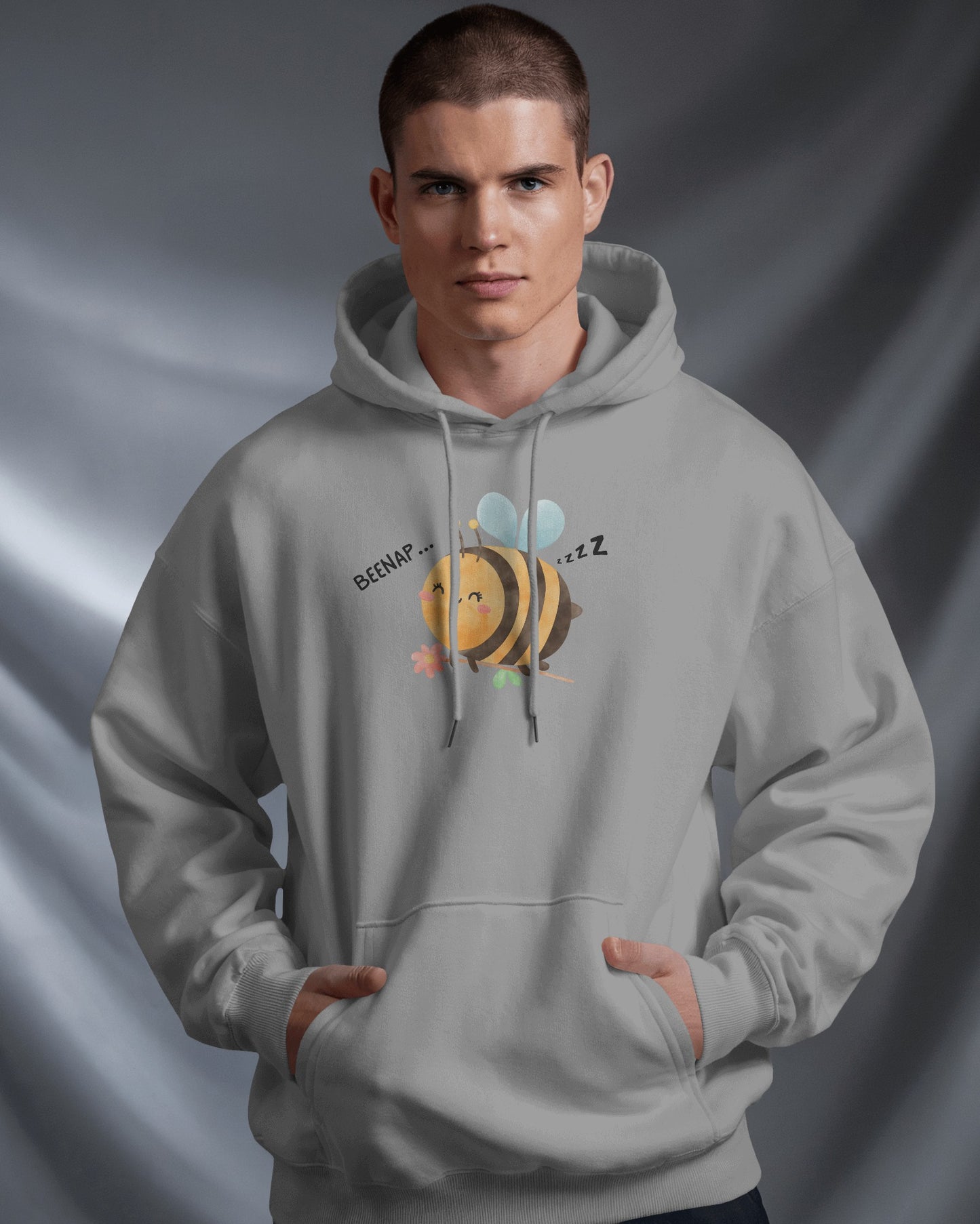 Cute Bee Design - Men's Heavy Blend Hoodie with Floral Design