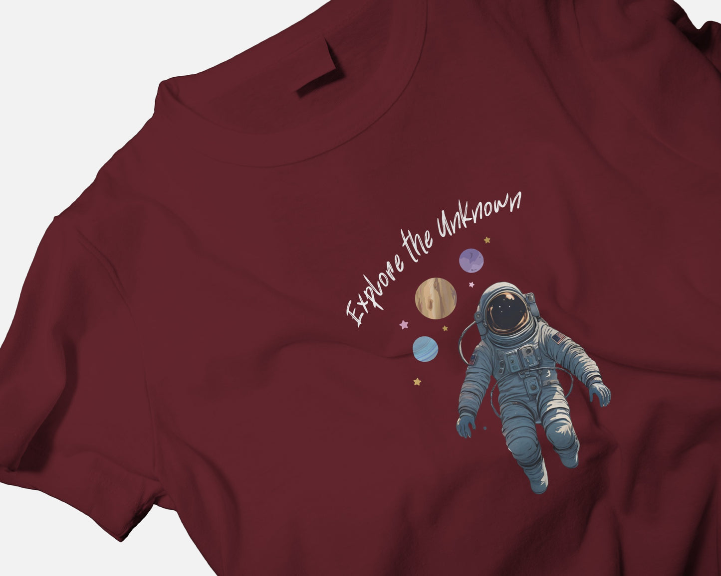 Explore the Unknown Men Heavy Cotton Tee - Astronaut Graphic Shirt