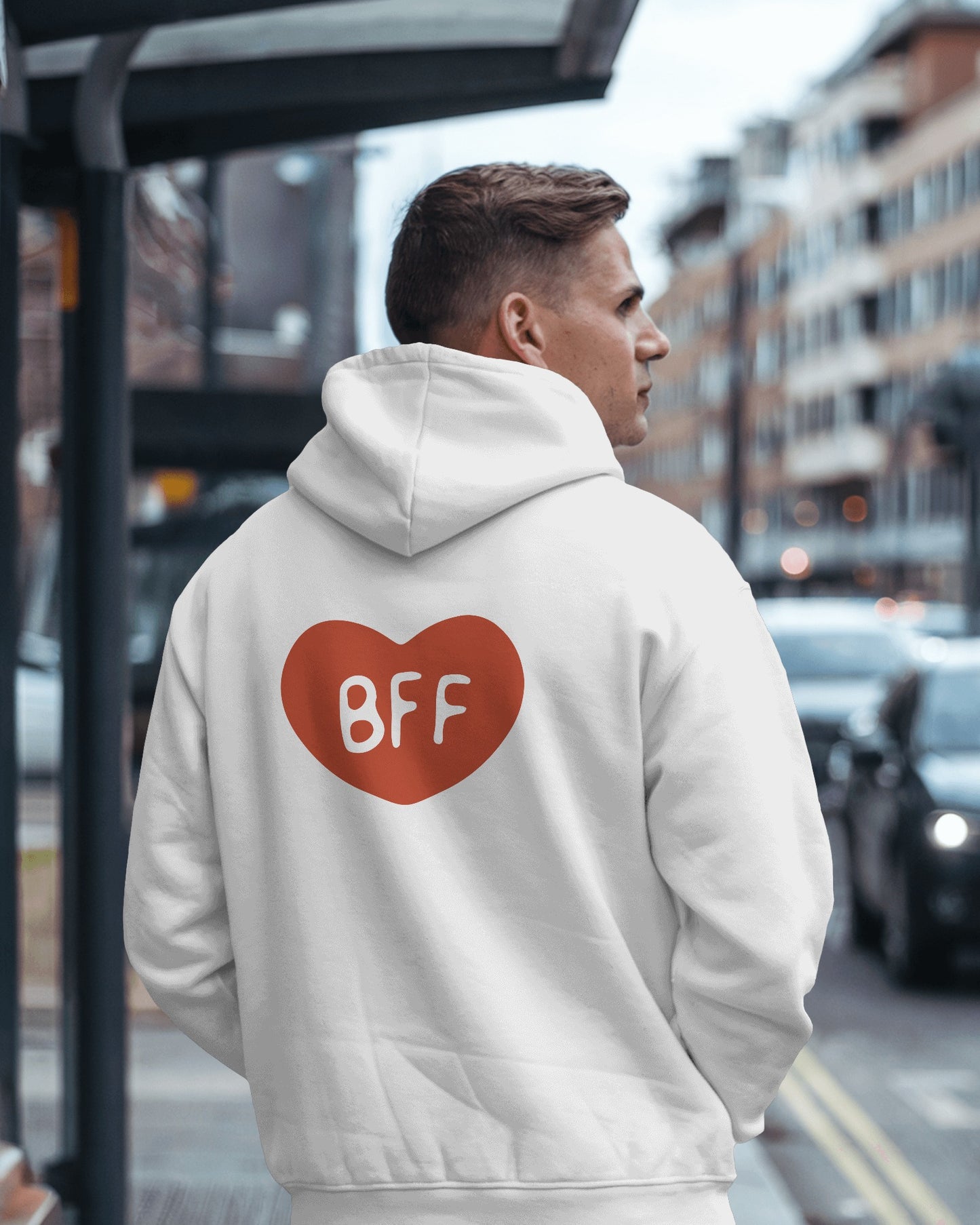 BFF Heart Hoodie - Men's Heavy Blend for Friendship Celebrations