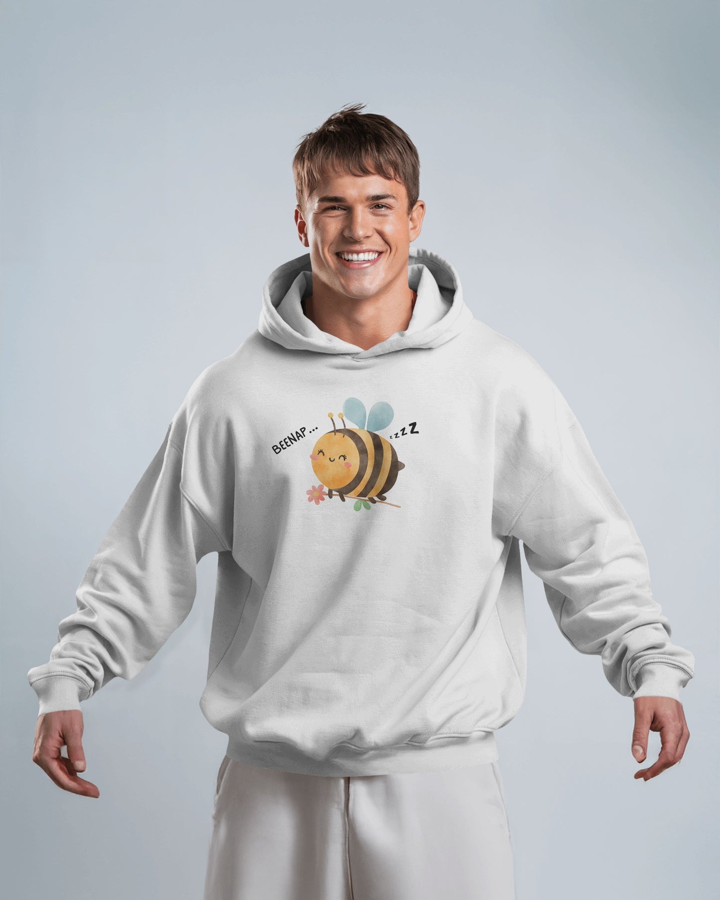 Cute Bee Design - Men's Heavy Blend Hoodie with Floral Design