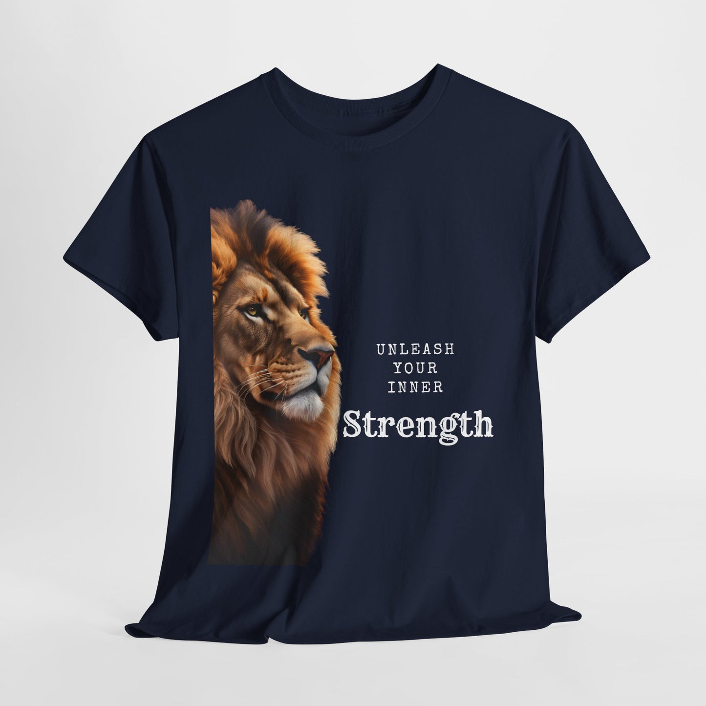 Men Heavy Cotton Tee Lion Design - Unleash Your Inner Strength