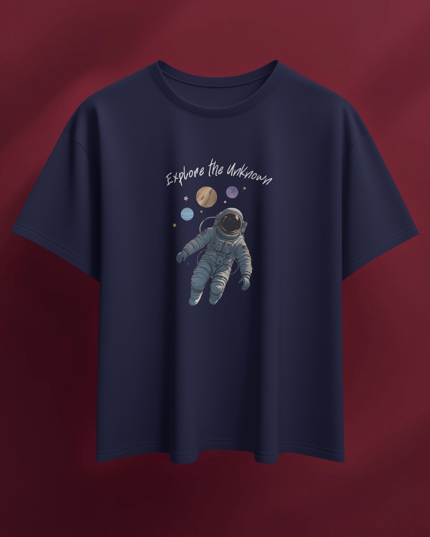 Explore the Unknown Men Heavy Cotton Tee - Astronaut Graphic Shirt