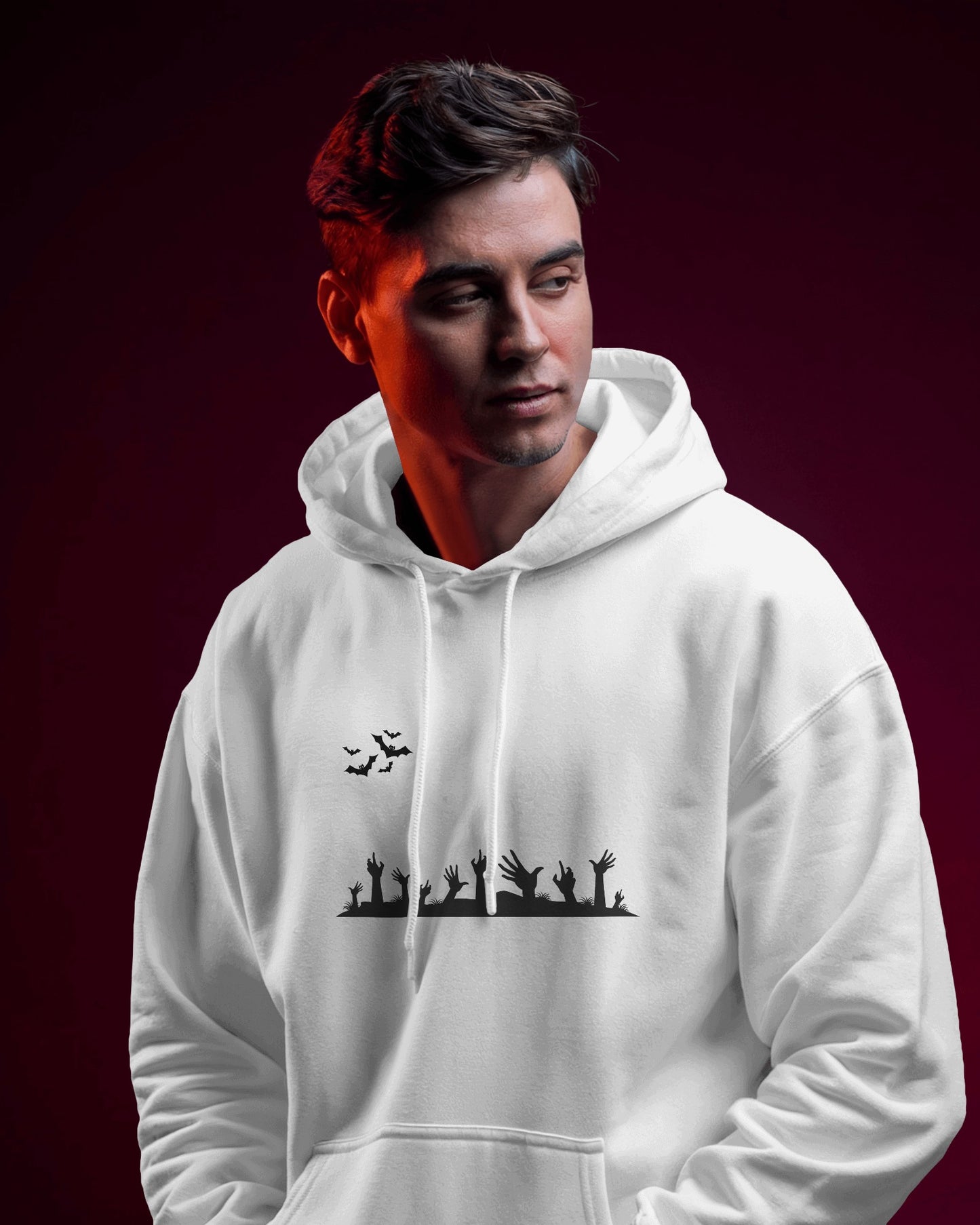 Halloween Themed Men Heavy Blend Hoodie with Spooky Design