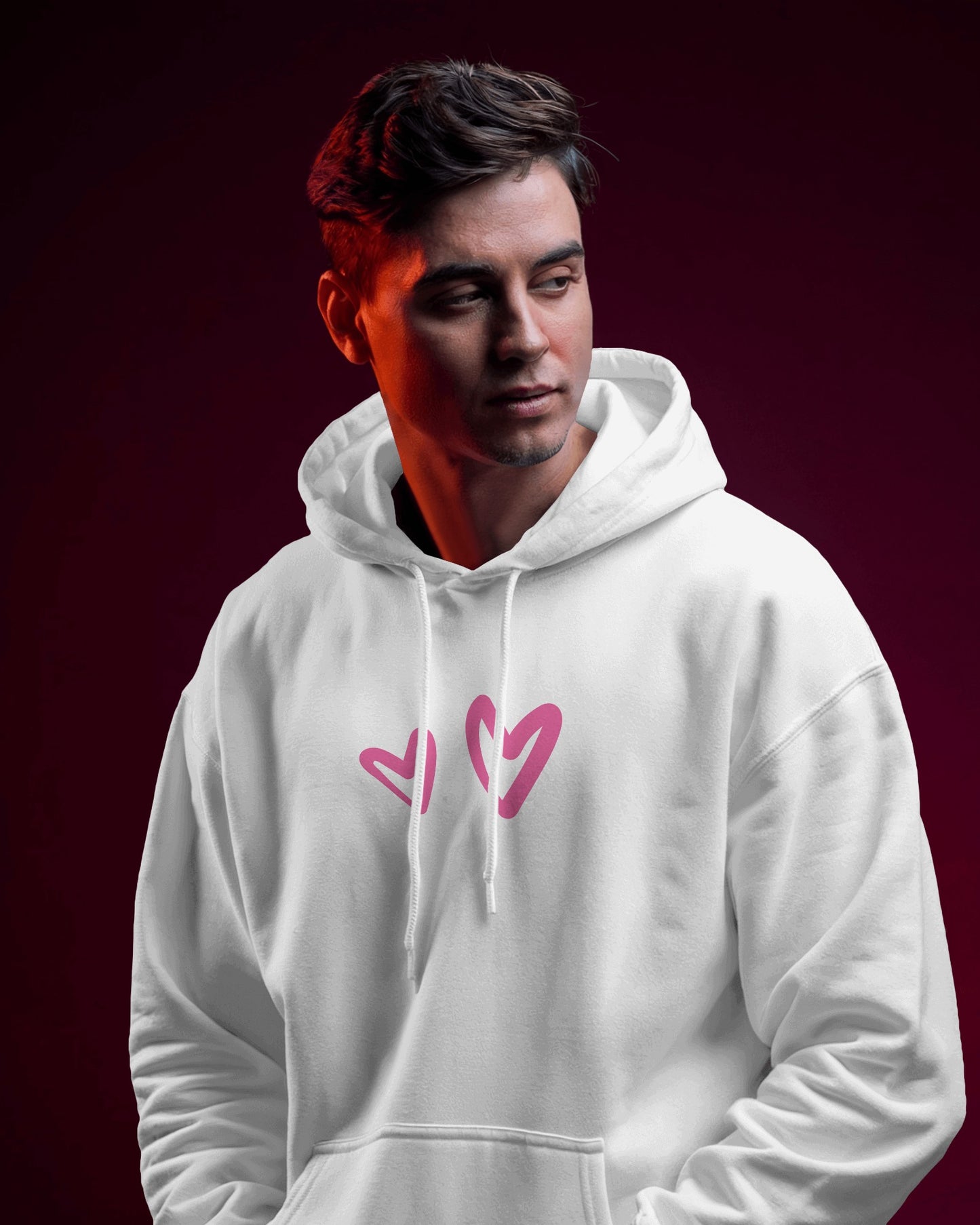 Cute Heart Graphic Men Hoodie - Perfect for Everyday Comfort