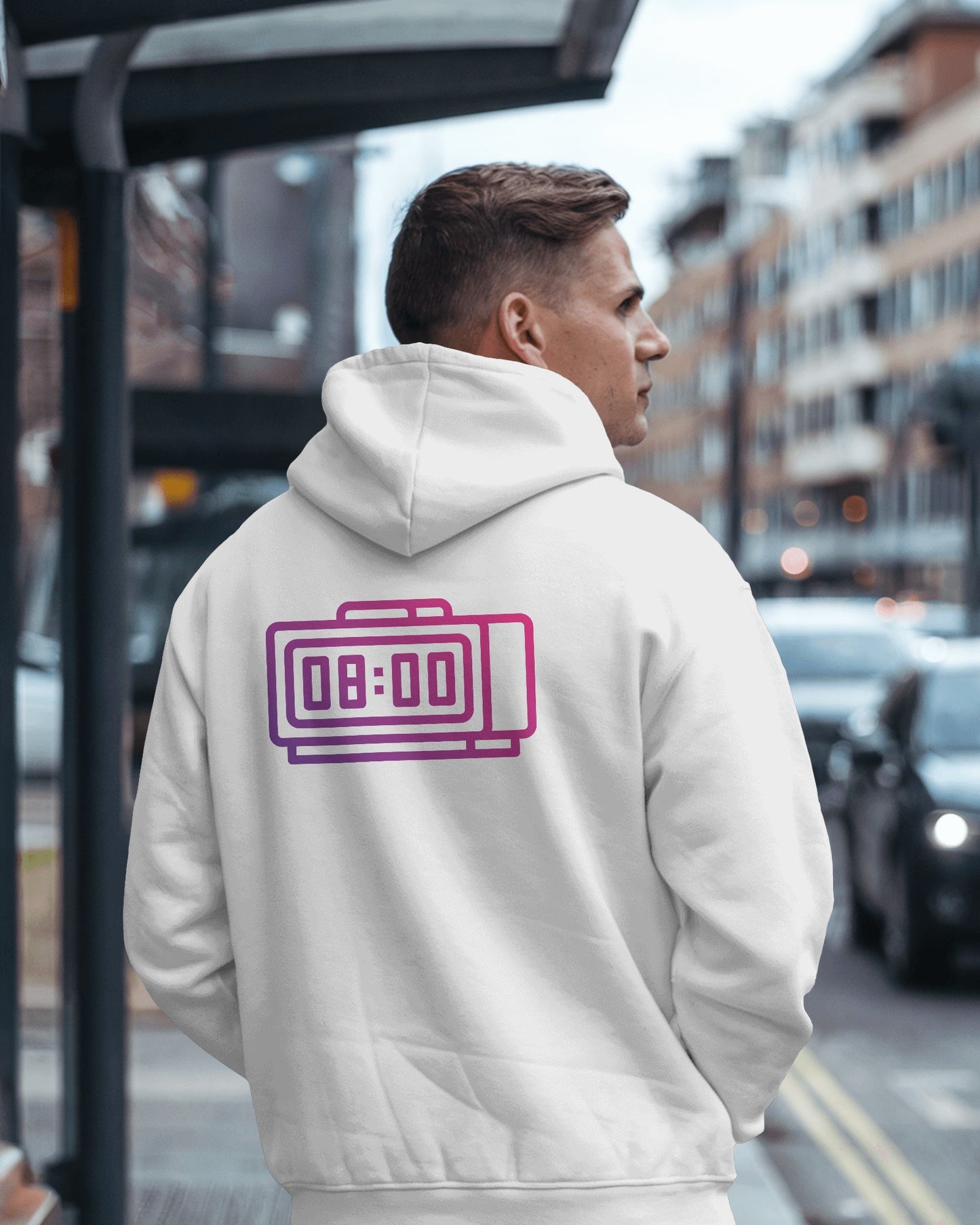 Retro Alarm Clock Men's Back Design Heavy Blend™ Hoodie