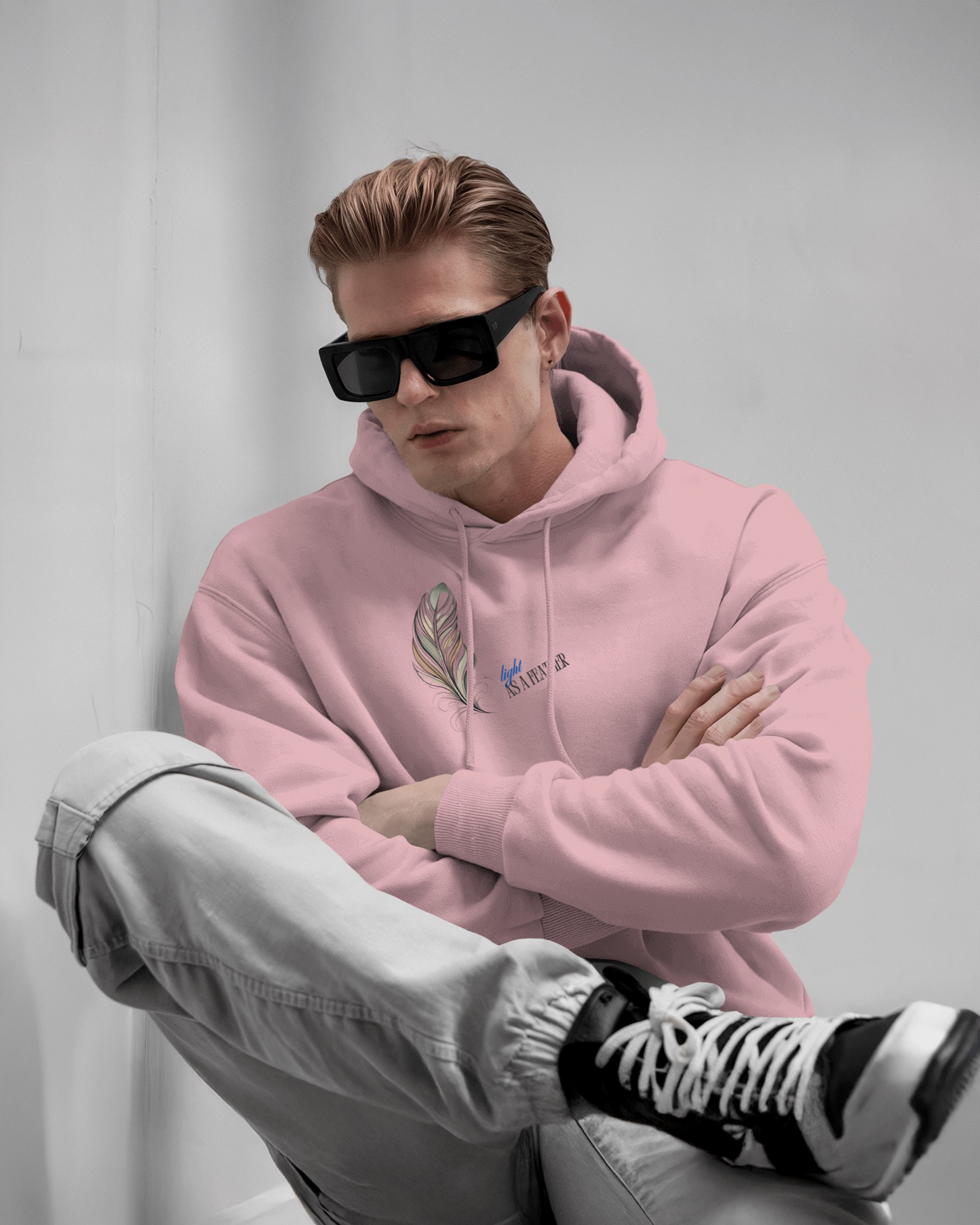 Inspirational Feather Men Heavy Blend Hoodie- Exclusive Minimal Design