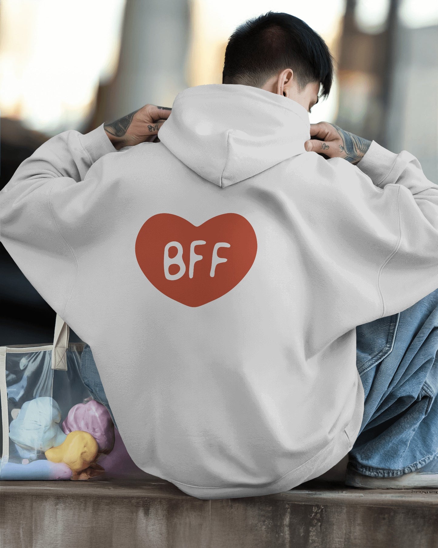 BFF Heart Hoodie - Men's Heavy Blend for Friendship Celebrations