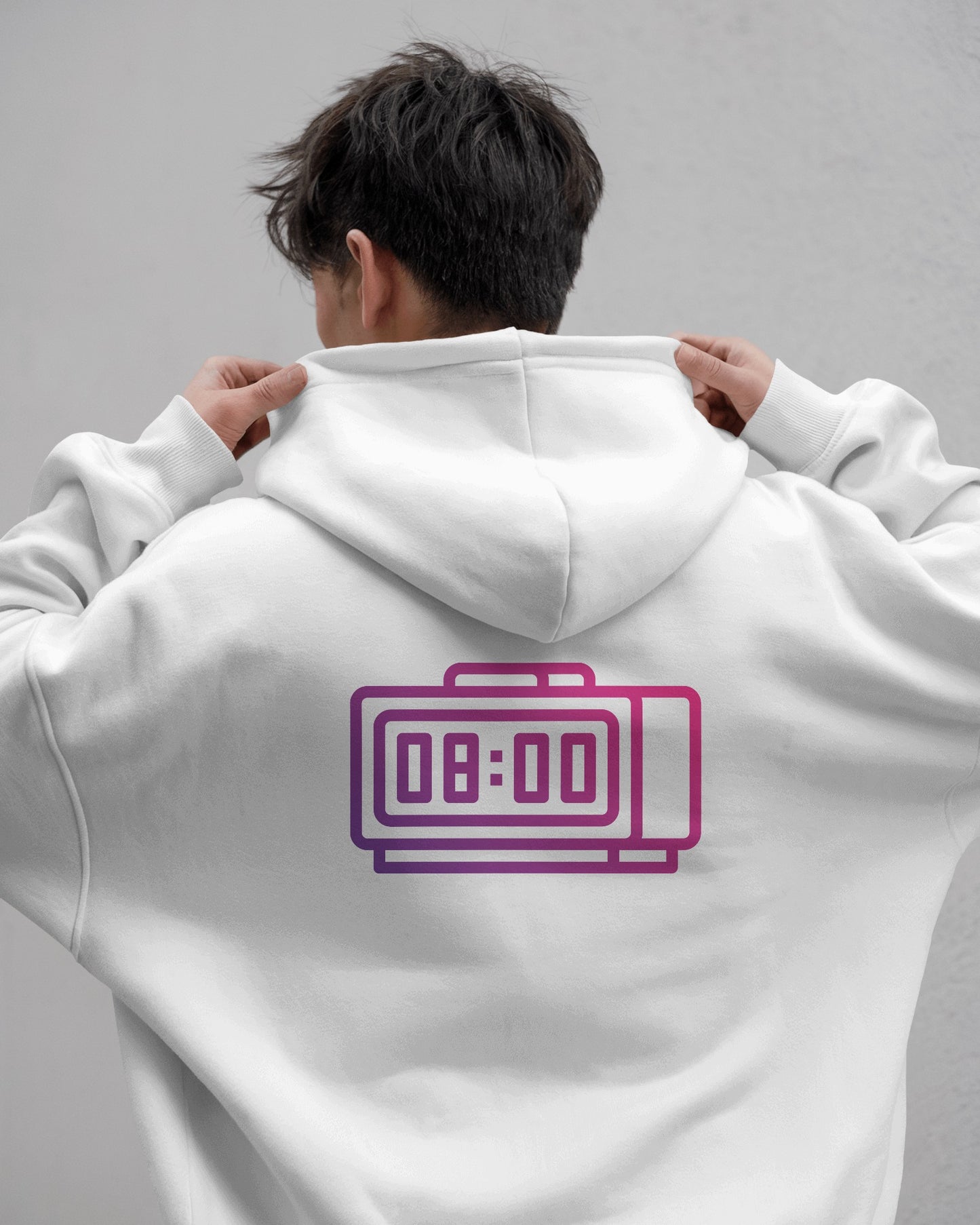 Retro Alarm Clock Men's Back Design Heavy Blend™ Hoodie