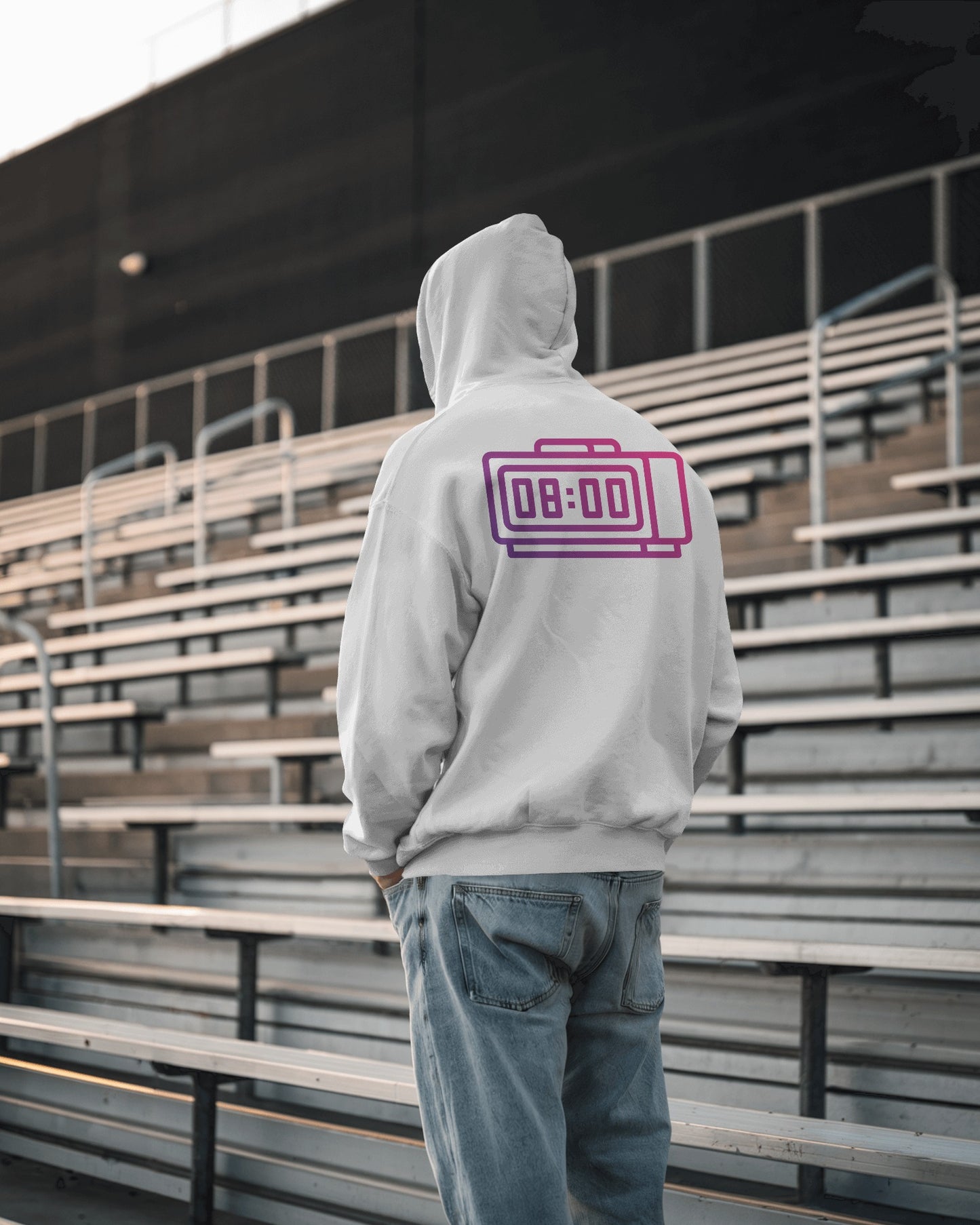 Retro Alarm Clock Men's Back Design Heavy Blend™ Hoodie
