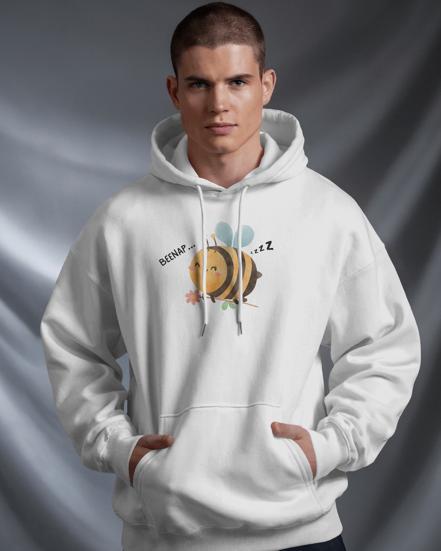 Cute Bee Design - Men's Heavy Blend Hoodie with Floral Design