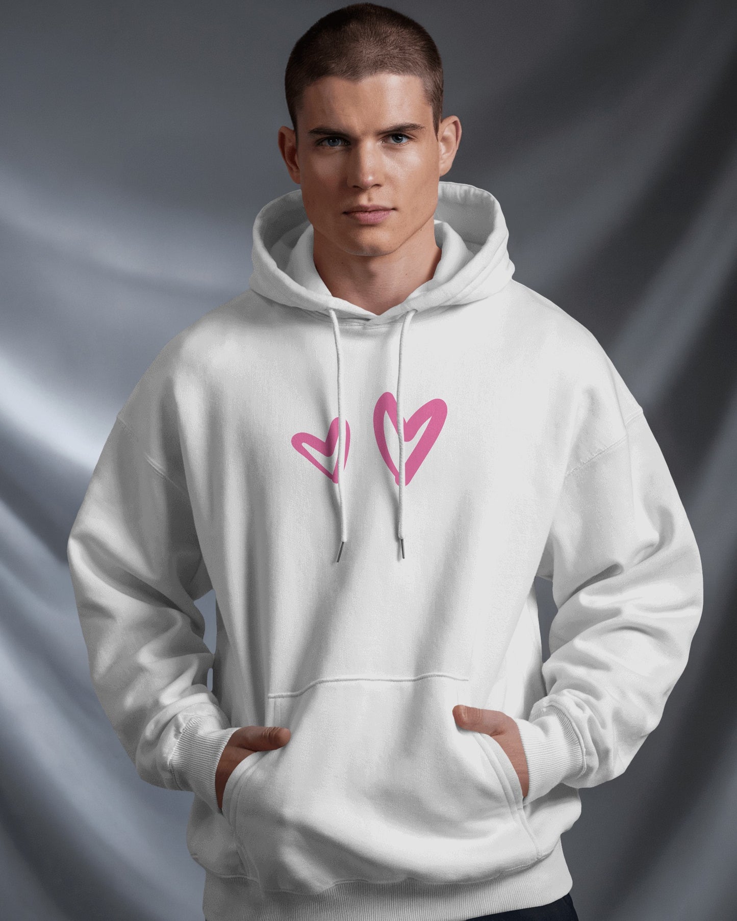 Cute Heart Graphic Men Hoodie - Perfect for Everyday Comfort