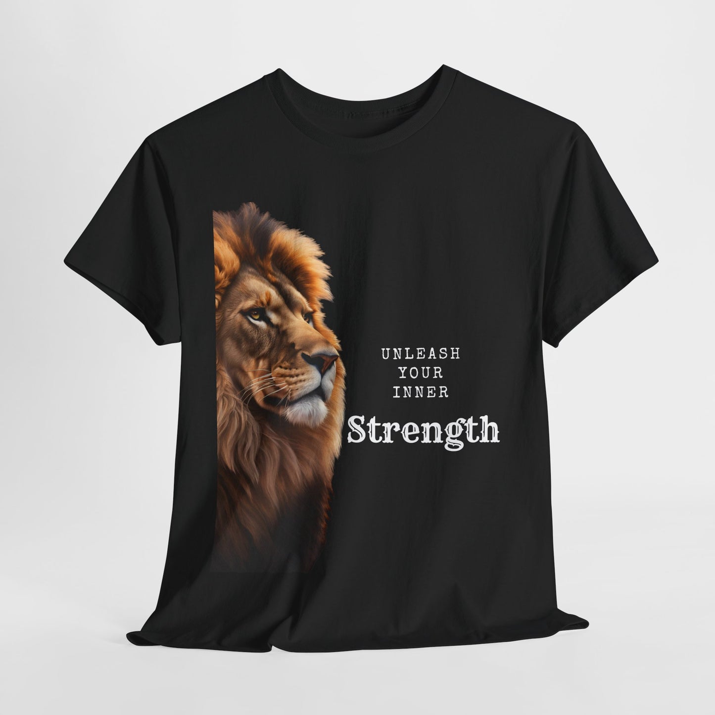 Men Heavy Cotton Tee Lion Design - Unleash Your Inner Strength