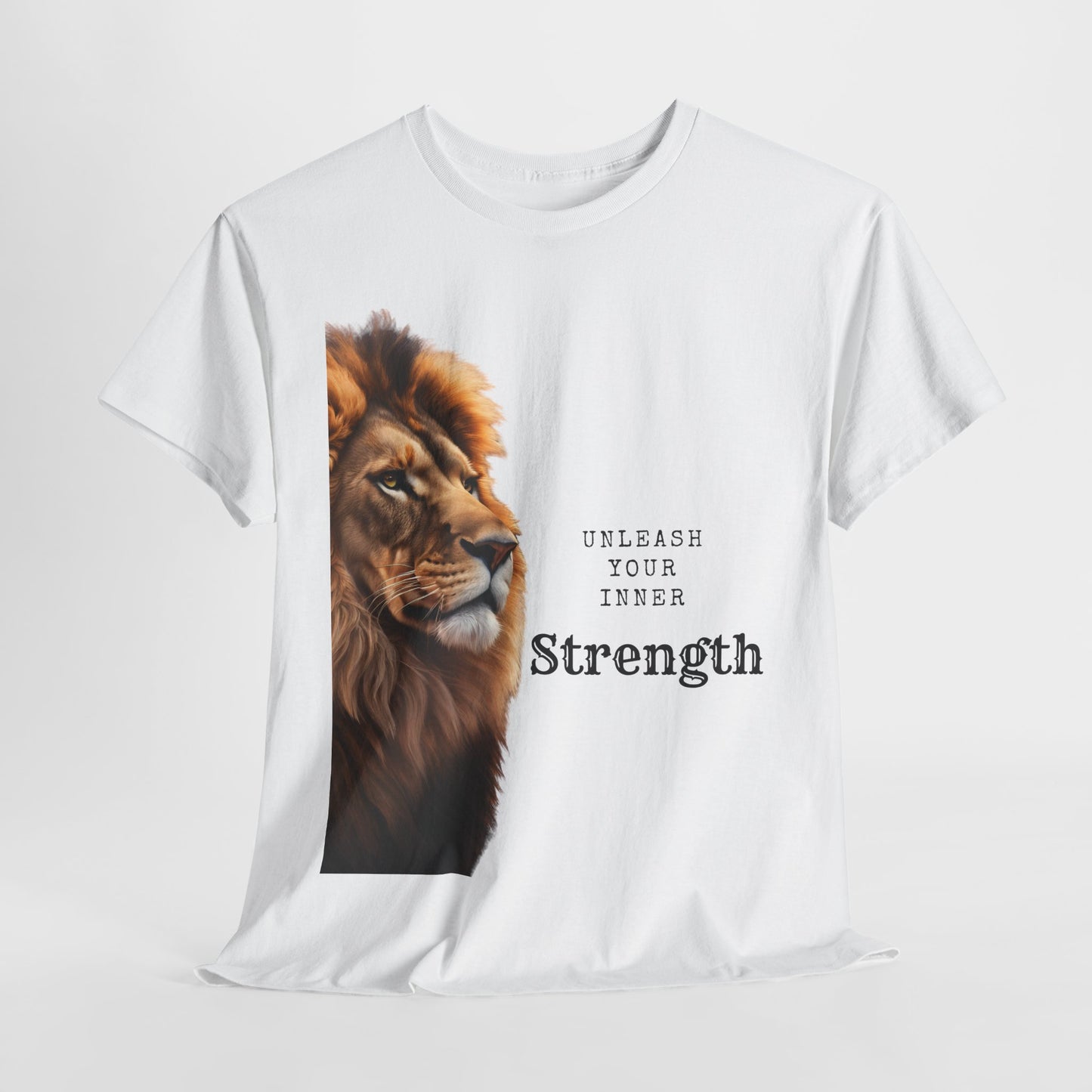 Men Heavy Cotton Tee Lion Design - Unleash Your Inner Strength