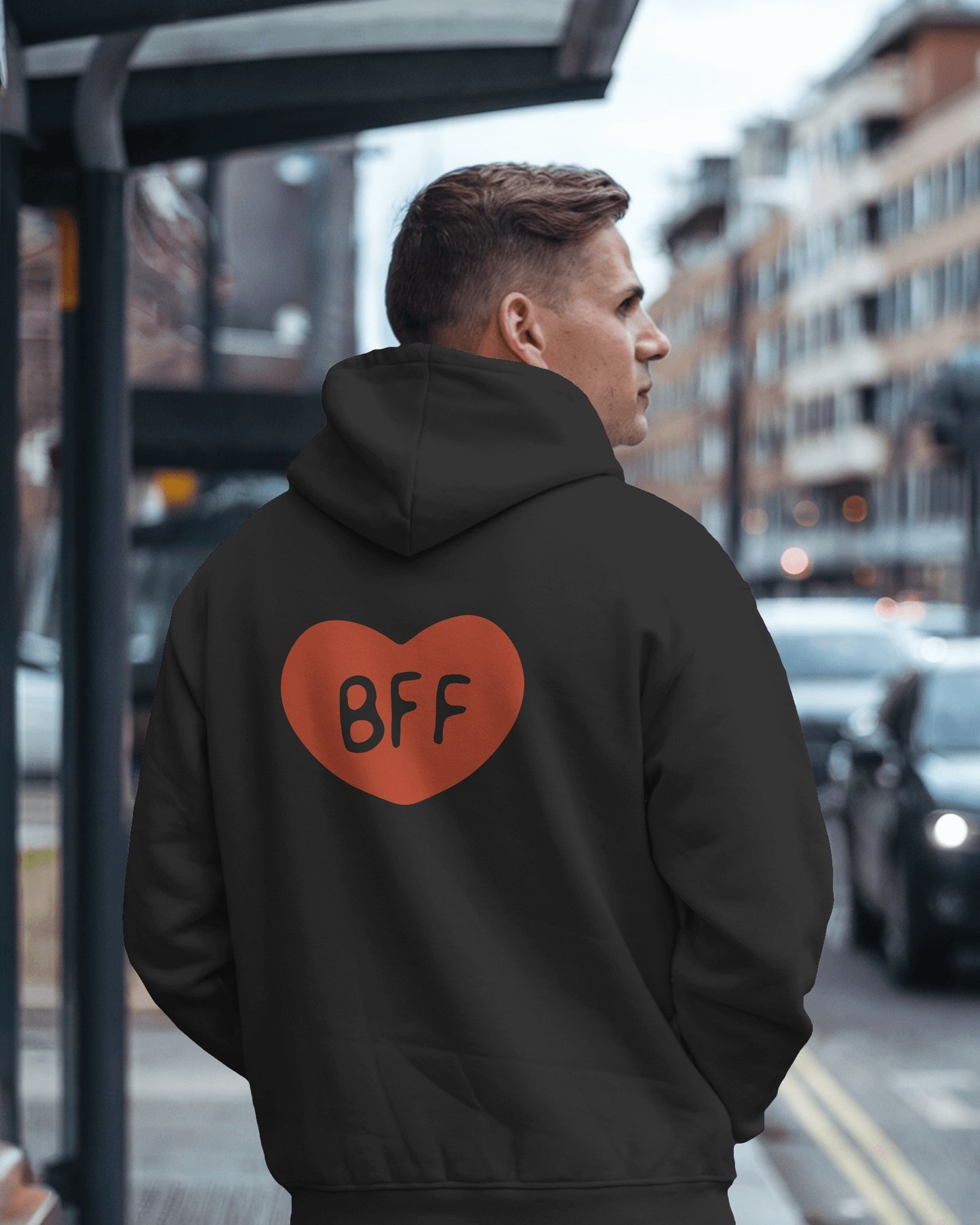 BFF Heart Hoodie - Men's Heavy Blend for Friendship Celebrations