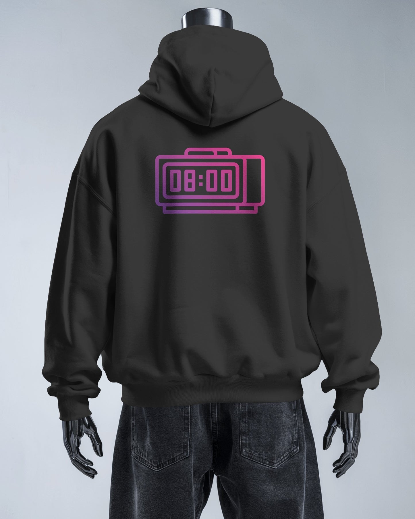 Retro Alarm Clock Men's Back Design Heavy Blend™ Hoodie