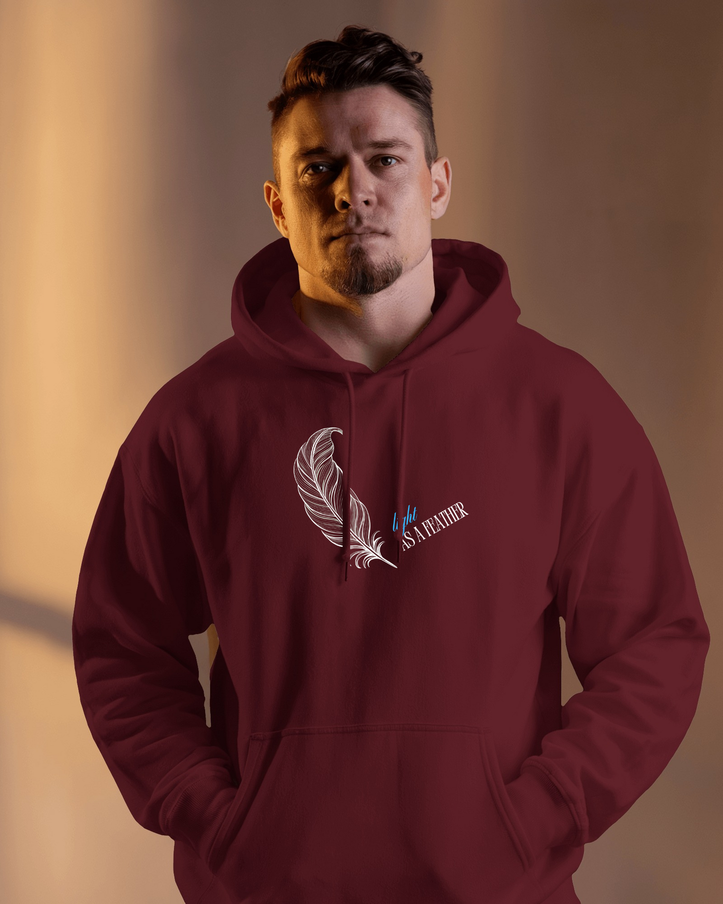 Inspirational Feather Men Heavy Blend Hoodie- Exclusive Minimal Design