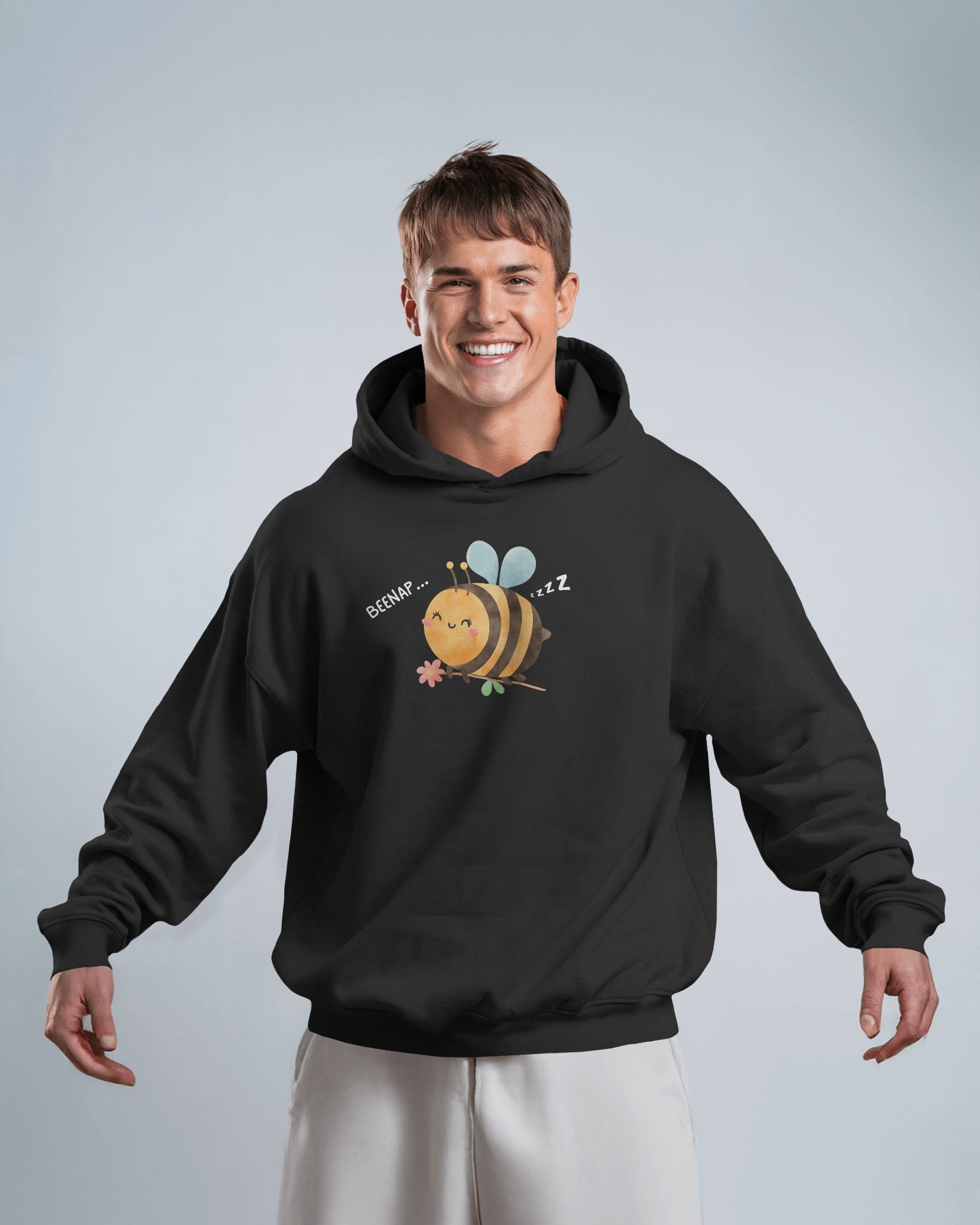 Cute Bee Design - Men's Heavy Blend Hoodie with Floral Design
