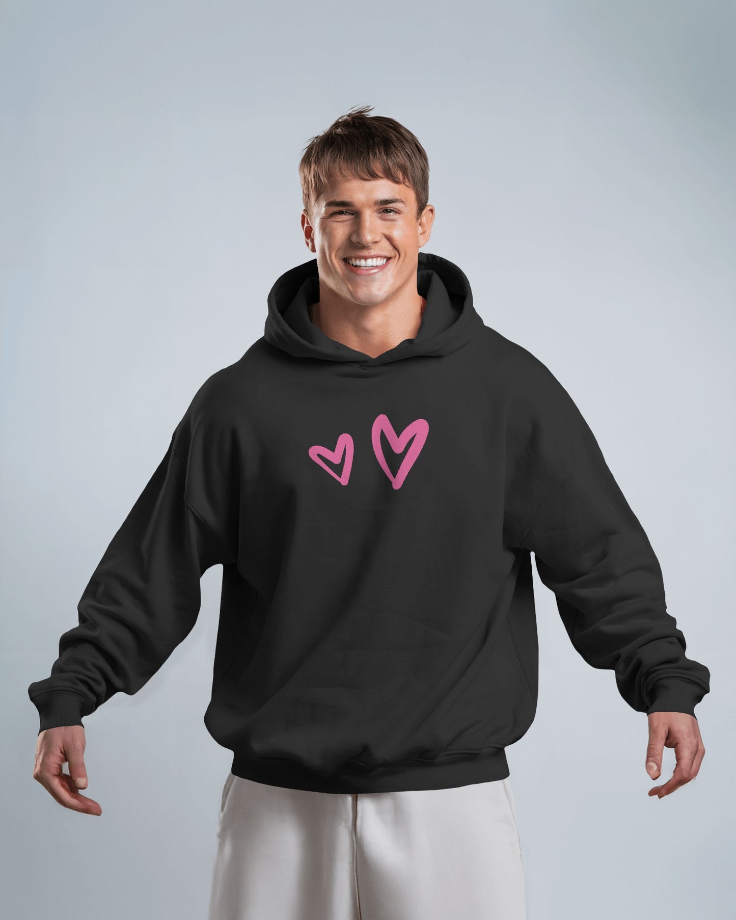 Cute Heart Graphic Men Hoodie - Perfect for Everyday Comfort
