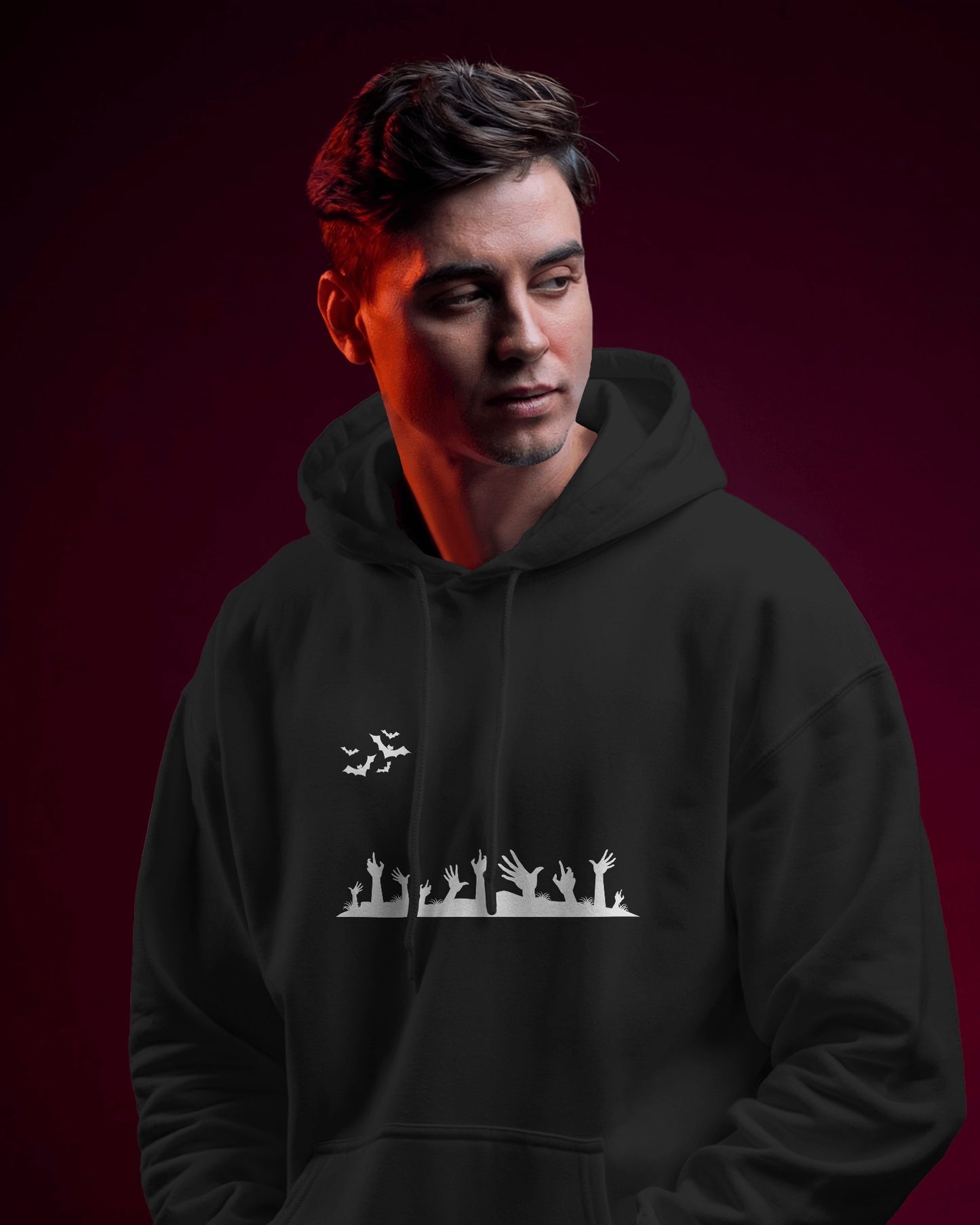 Halloween Themed Men Heavy Blend Hoodie with Spooky Design