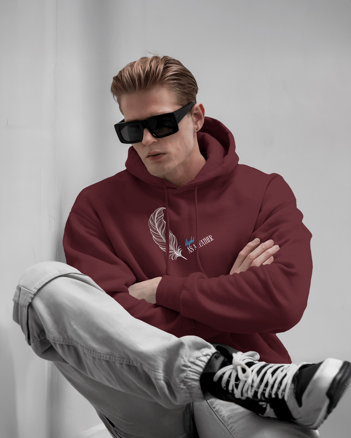 Inspirational Feather Men Heavy Blend Hoodie- Exclusive Minimal Design