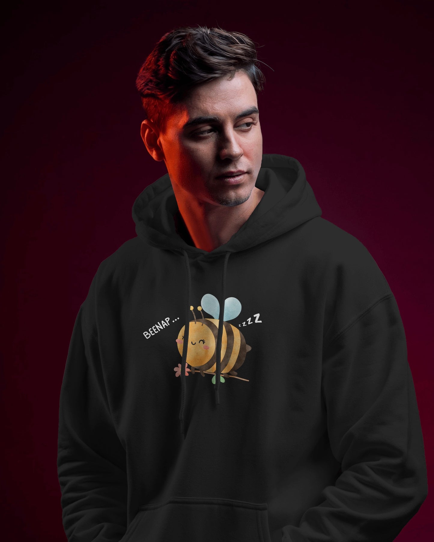 Cute Bee Design - Men's Heavy Blend Hoodie with Floral Design