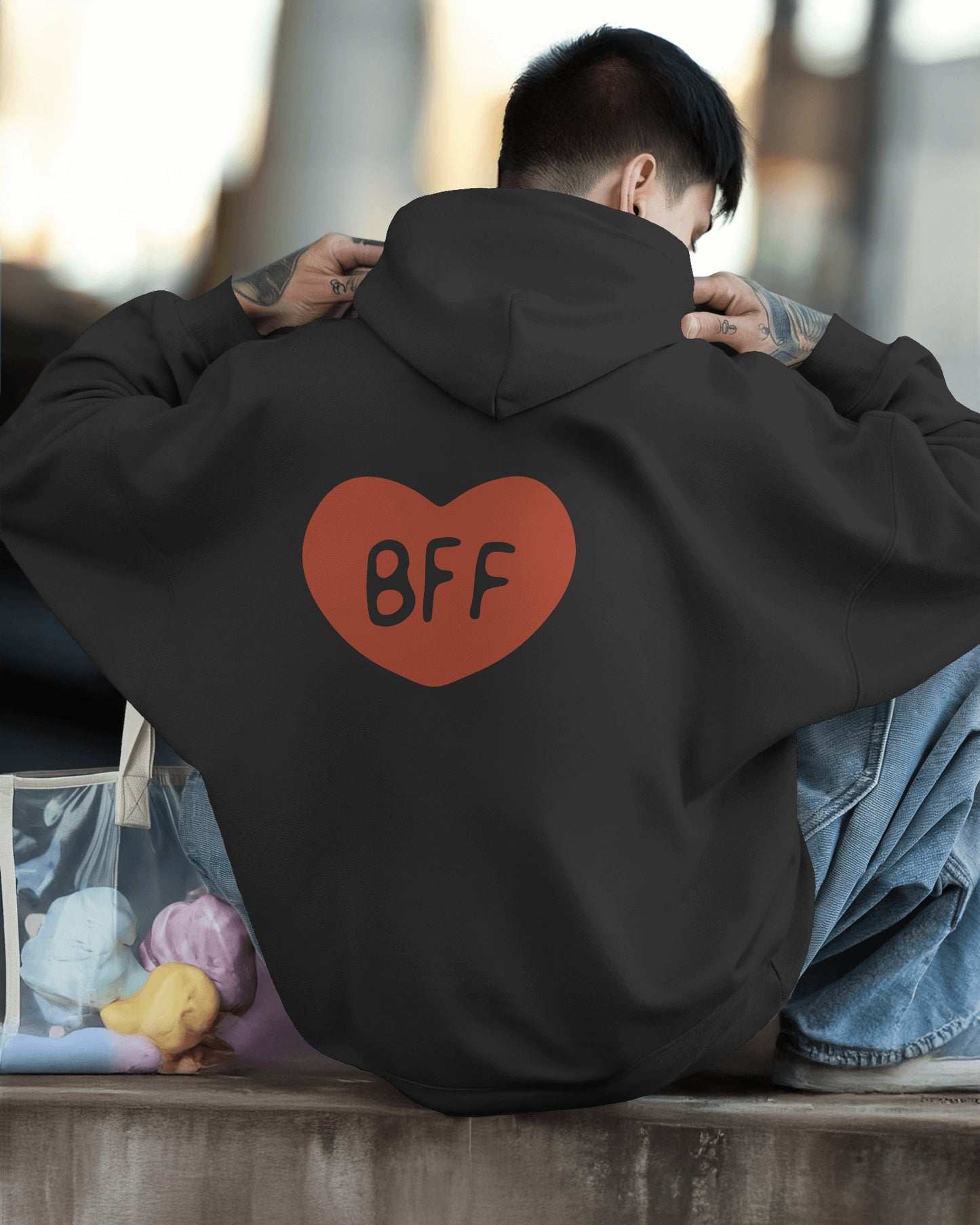 BFF Heart Hoodie - Men's Heavy Blend for Friendship Celebrations