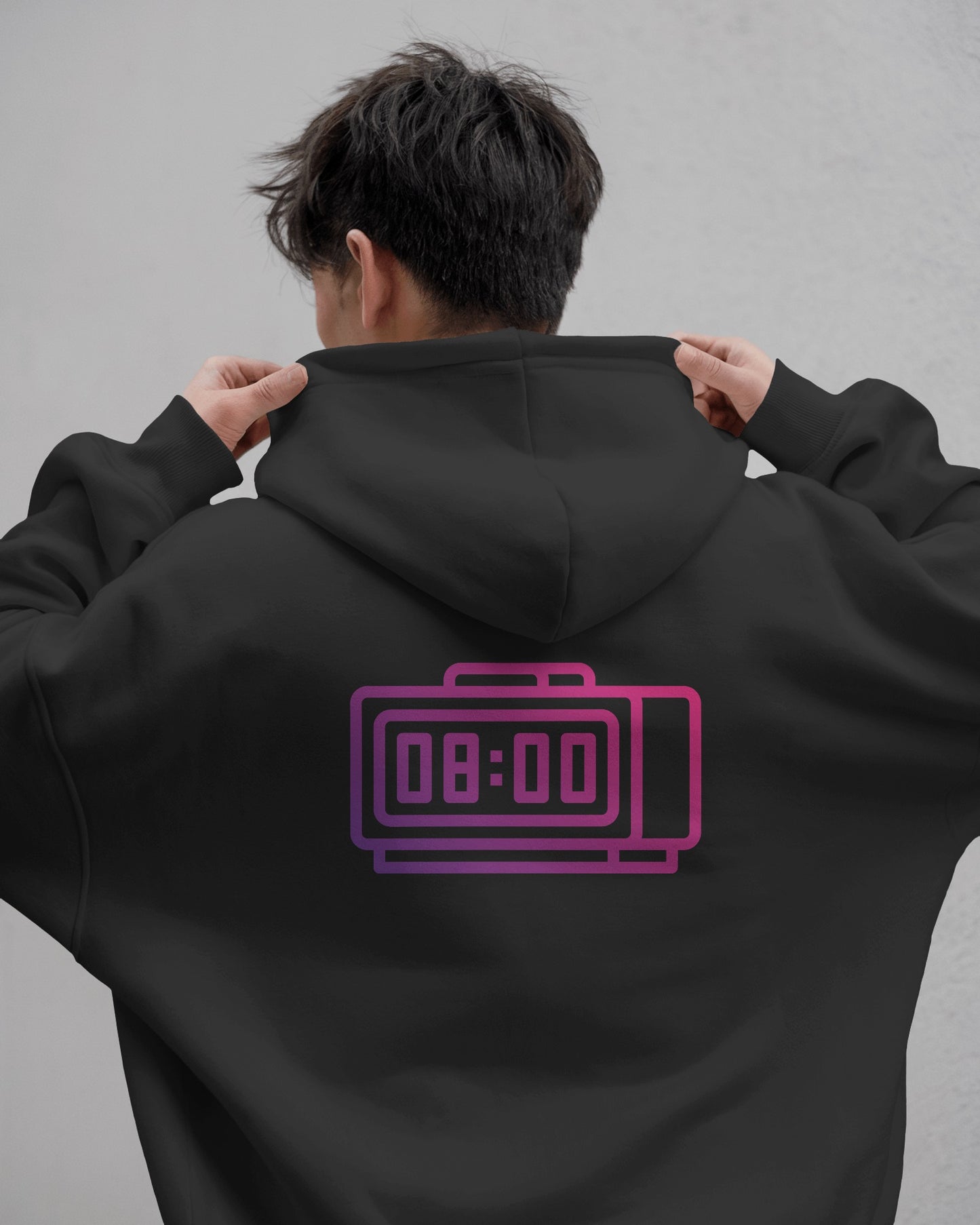Retro Alarm Clock Men's Back Design Heavy Blend™ Hoodie
