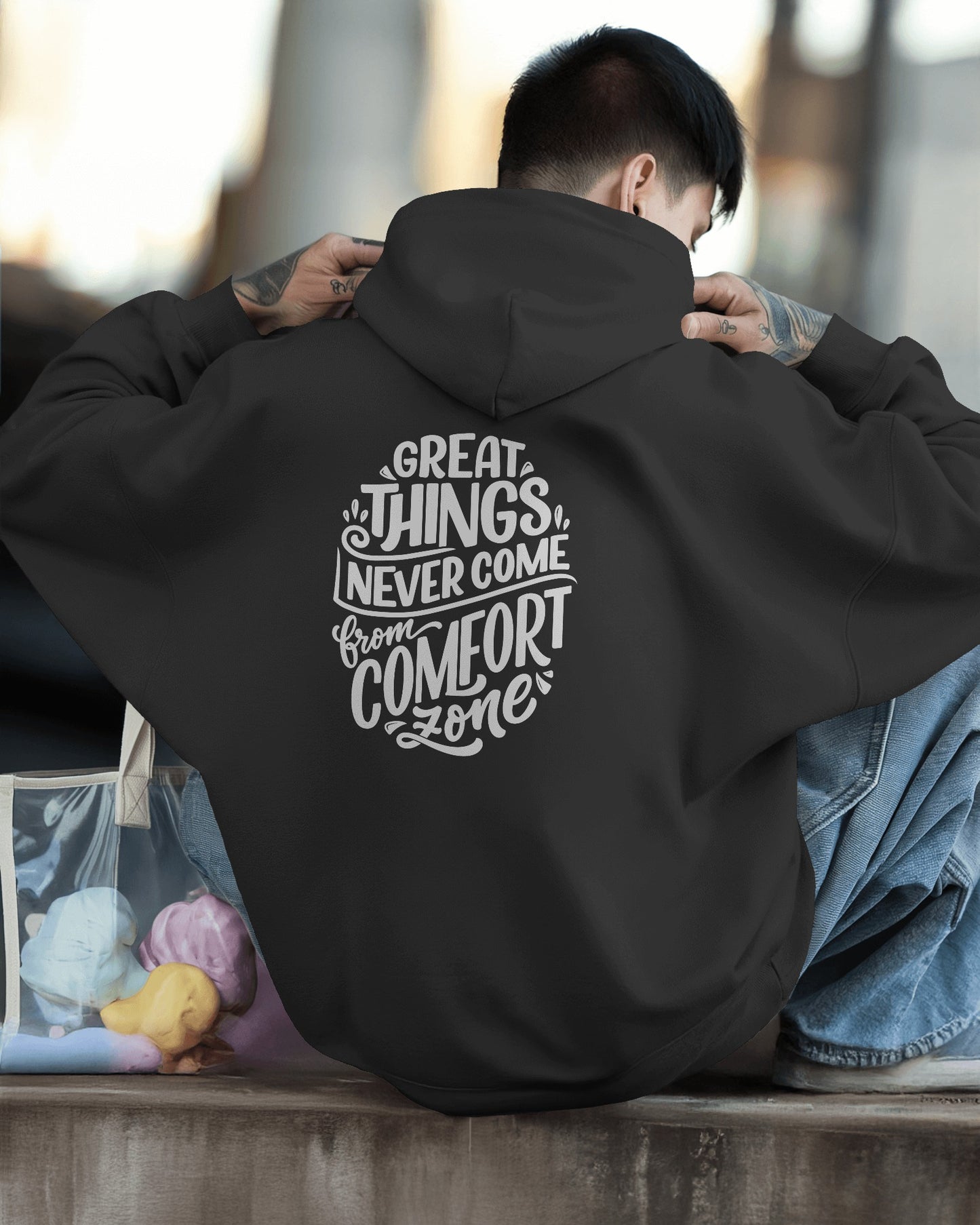 Inspirational Quote Hoodie For Men Back Design