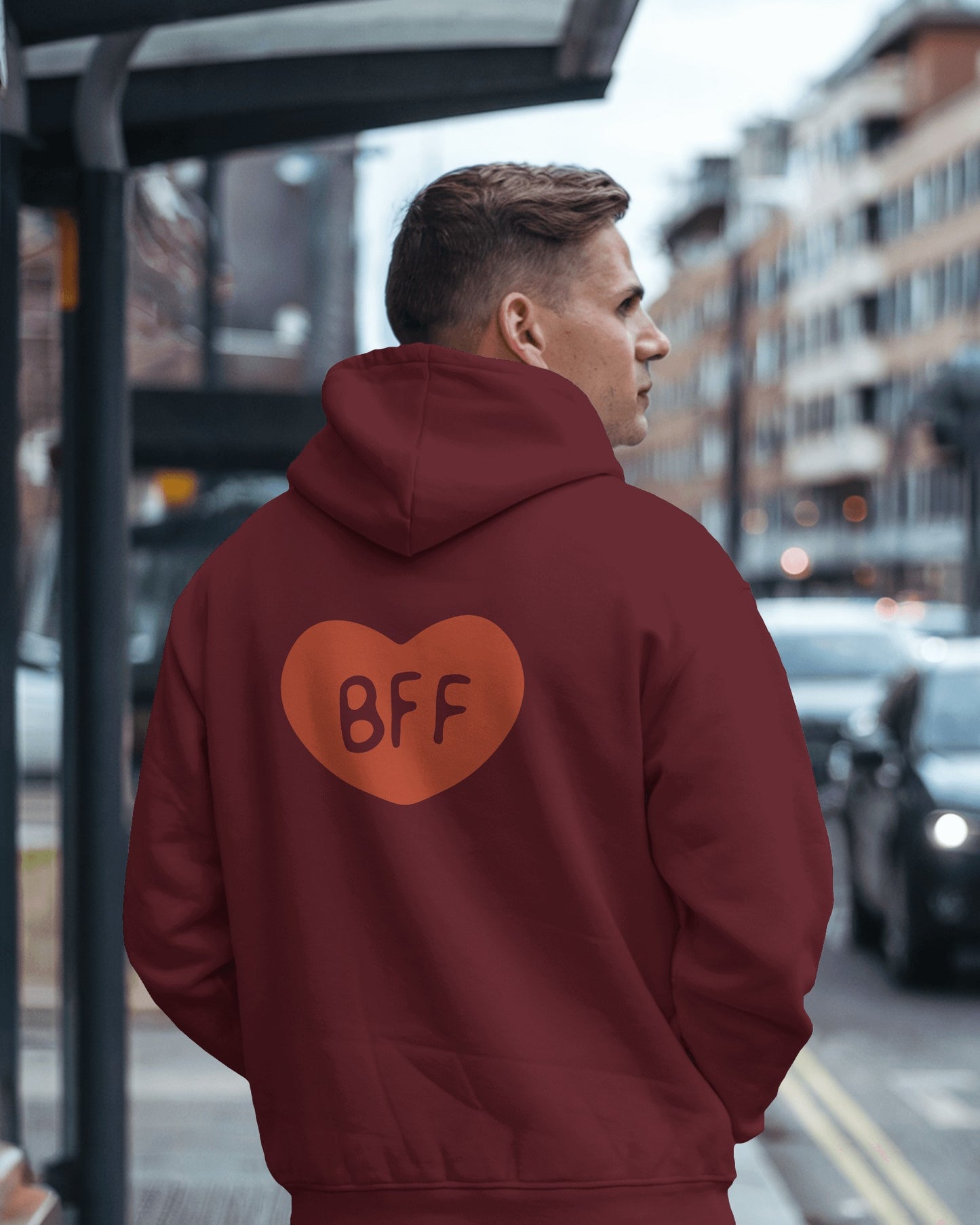 BFF Heart Hoodie - Men's Heavy Blend for Friendship Celebrations