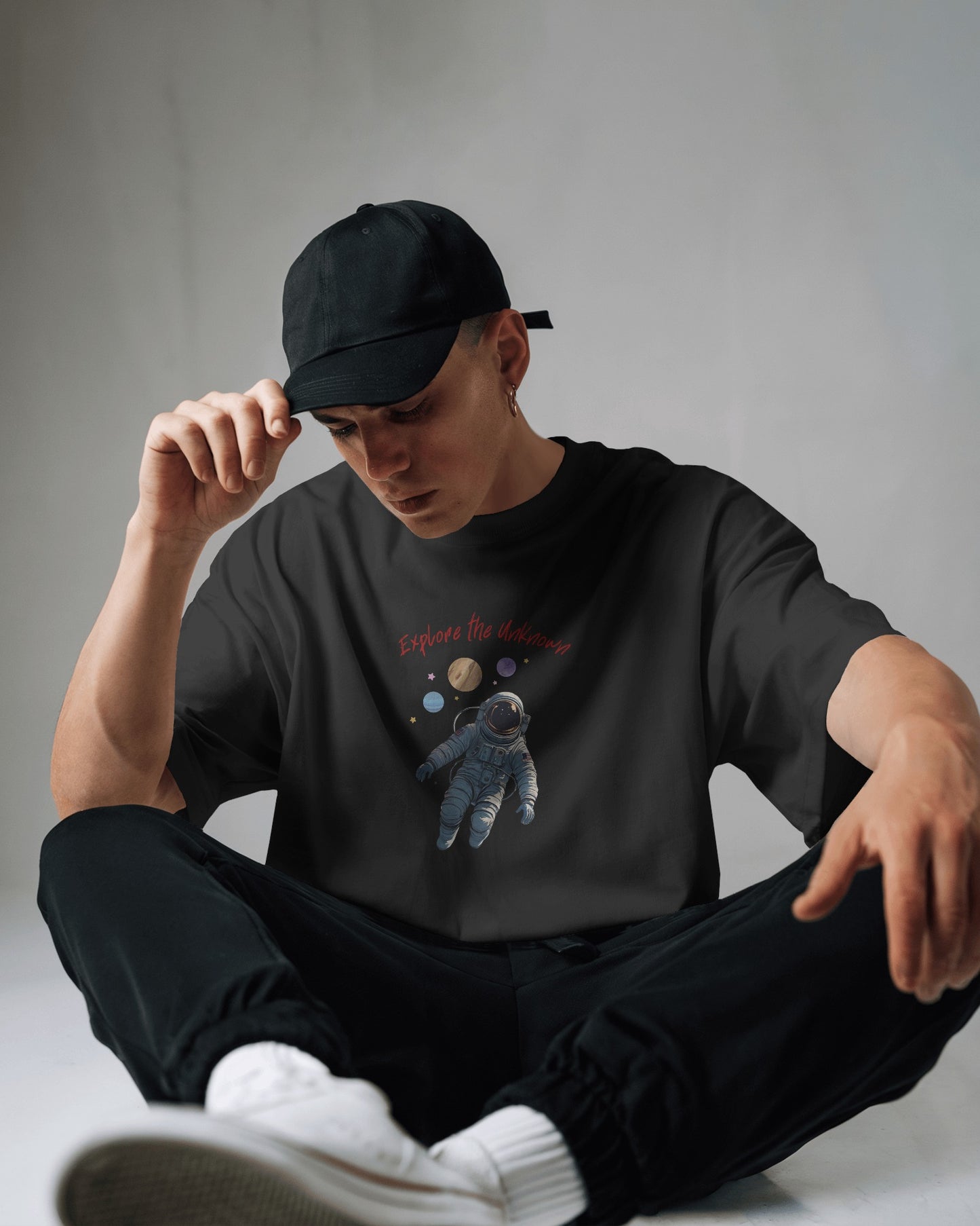 Explore the Unknown Men Heavy Cotton Tee - Astronaut Graphic Shirt