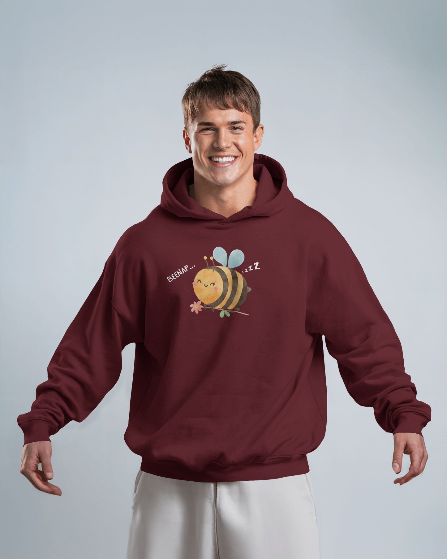 Cute Bee Design - Men's Heavy Blend Hoodie with Floral Design