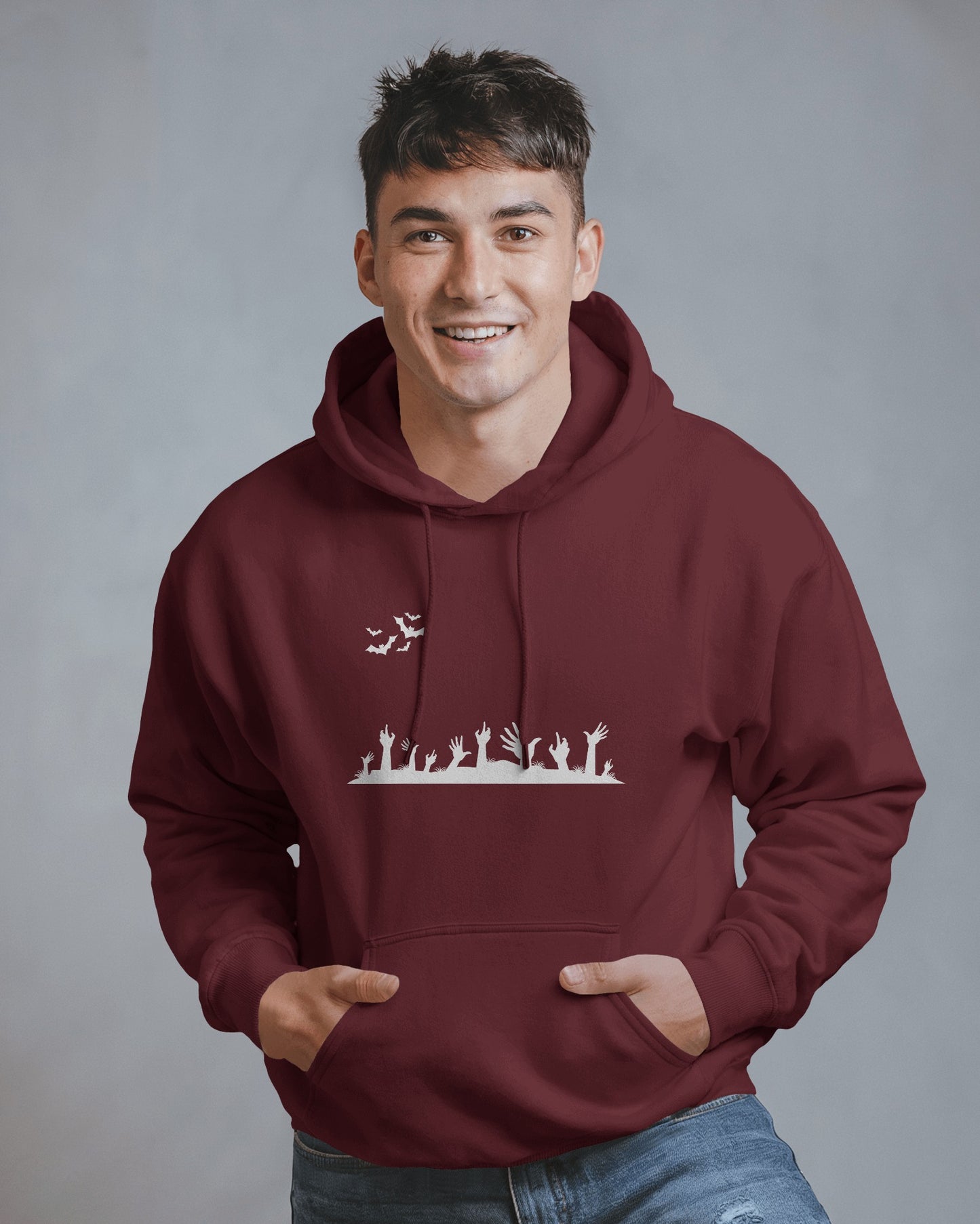 Halloween Themed Men Heavy Blend Hoodie with Spooky Design