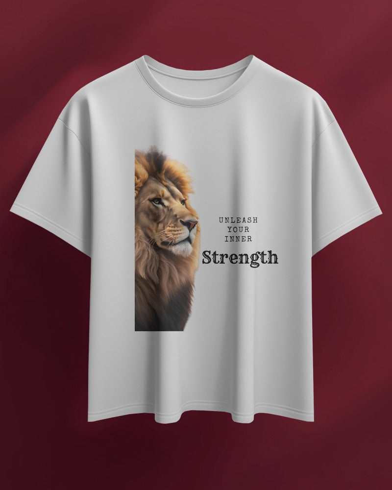 Men Heavy Cotton Tee Lion Design - Unleash Your Inner Strength
