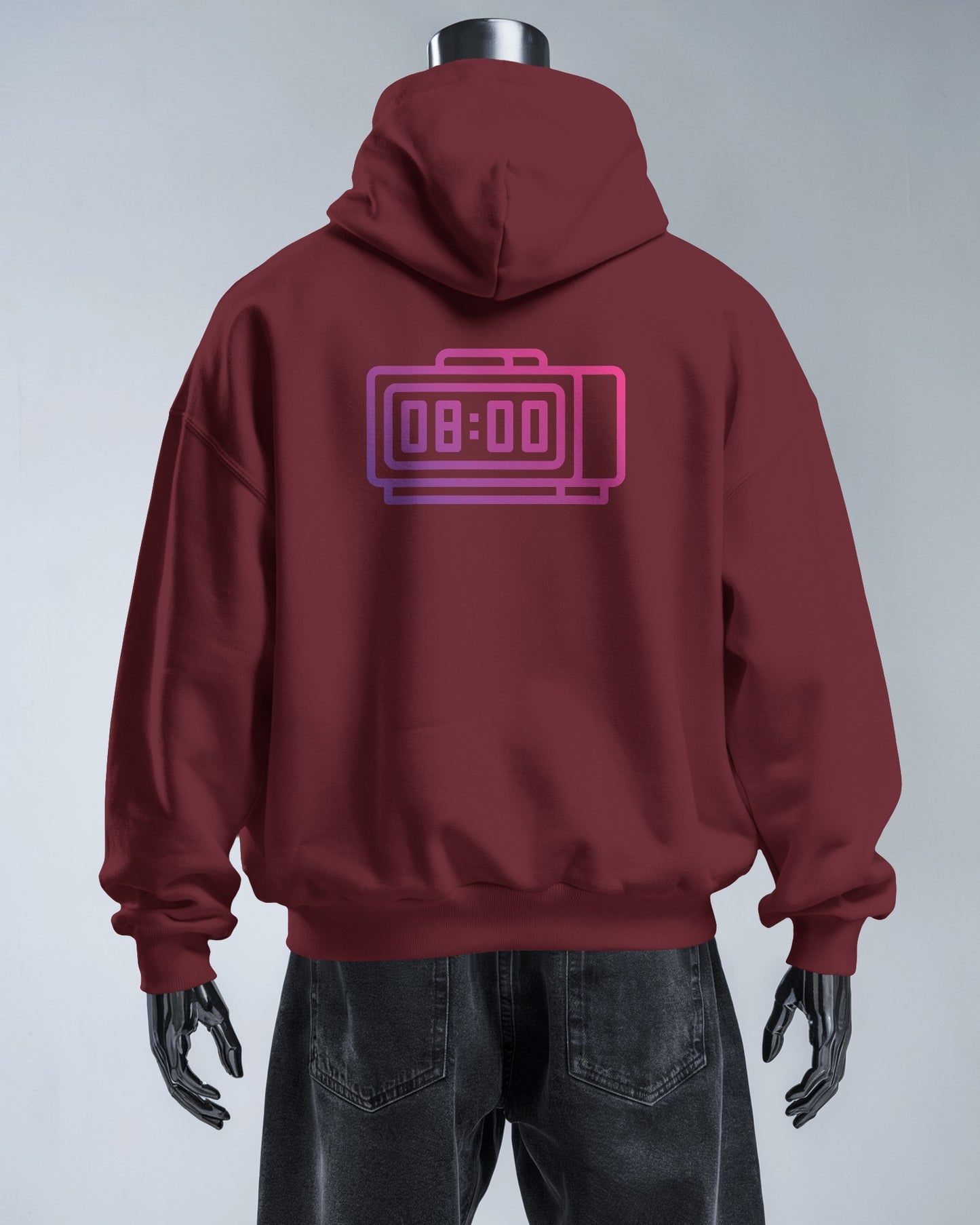 Retro Alarm Clock Men's Back Design Heavy Blend™ Hoodie