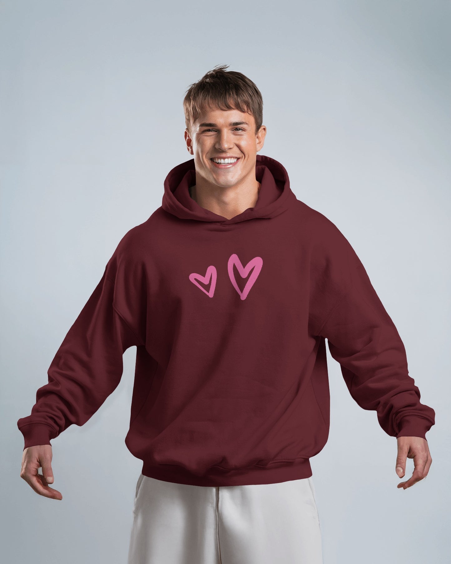 Cute Heart Graphic Men Hoodie - Perfect for Everyday Comfort