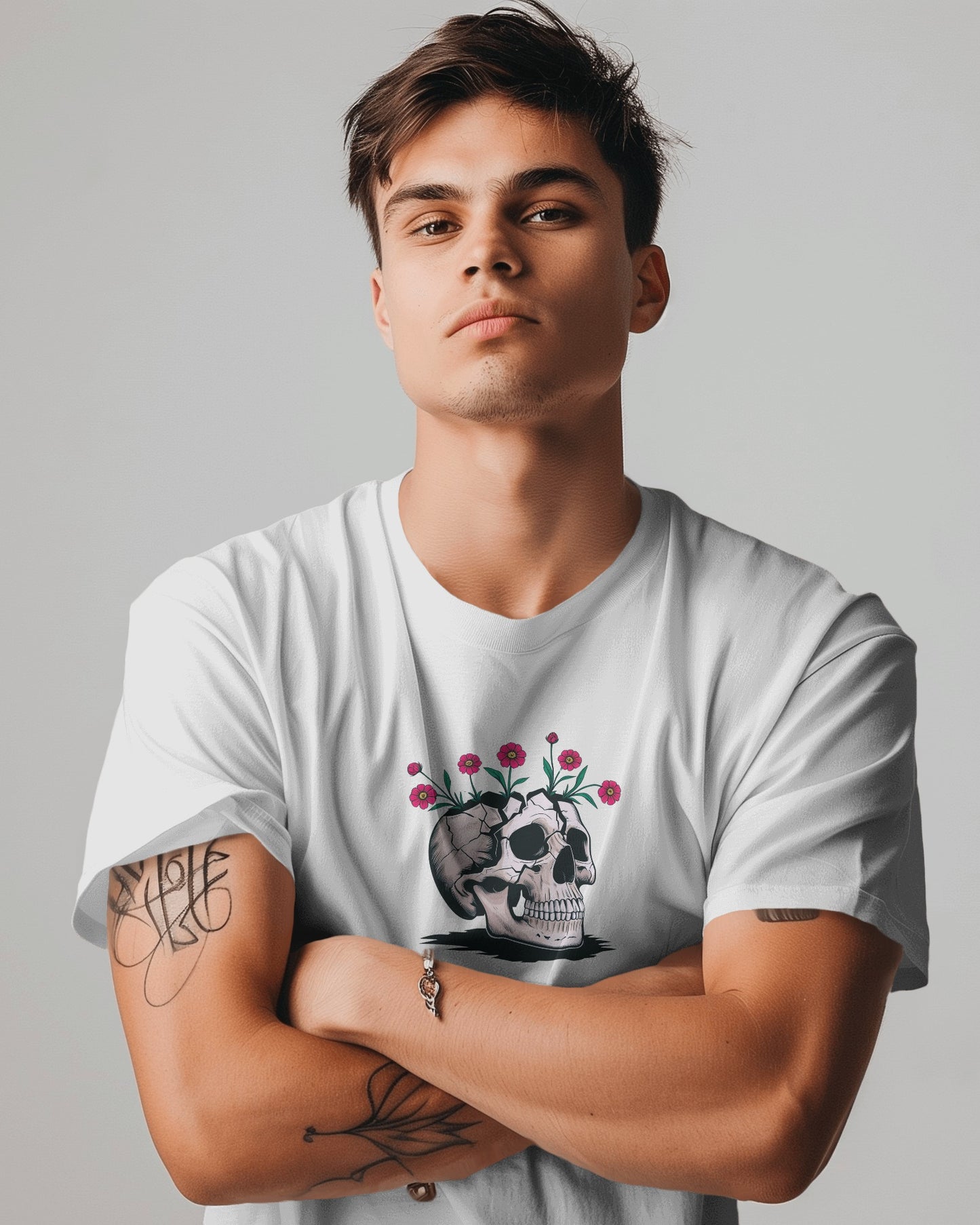 Men Heavy Cotton Tee- Floral Skull Design Exclusive Edition