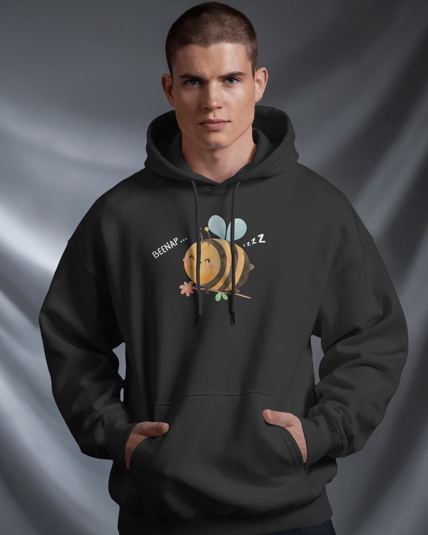 Cute Bee Design - Men's Heavy Blend Hoodie with Floral Design