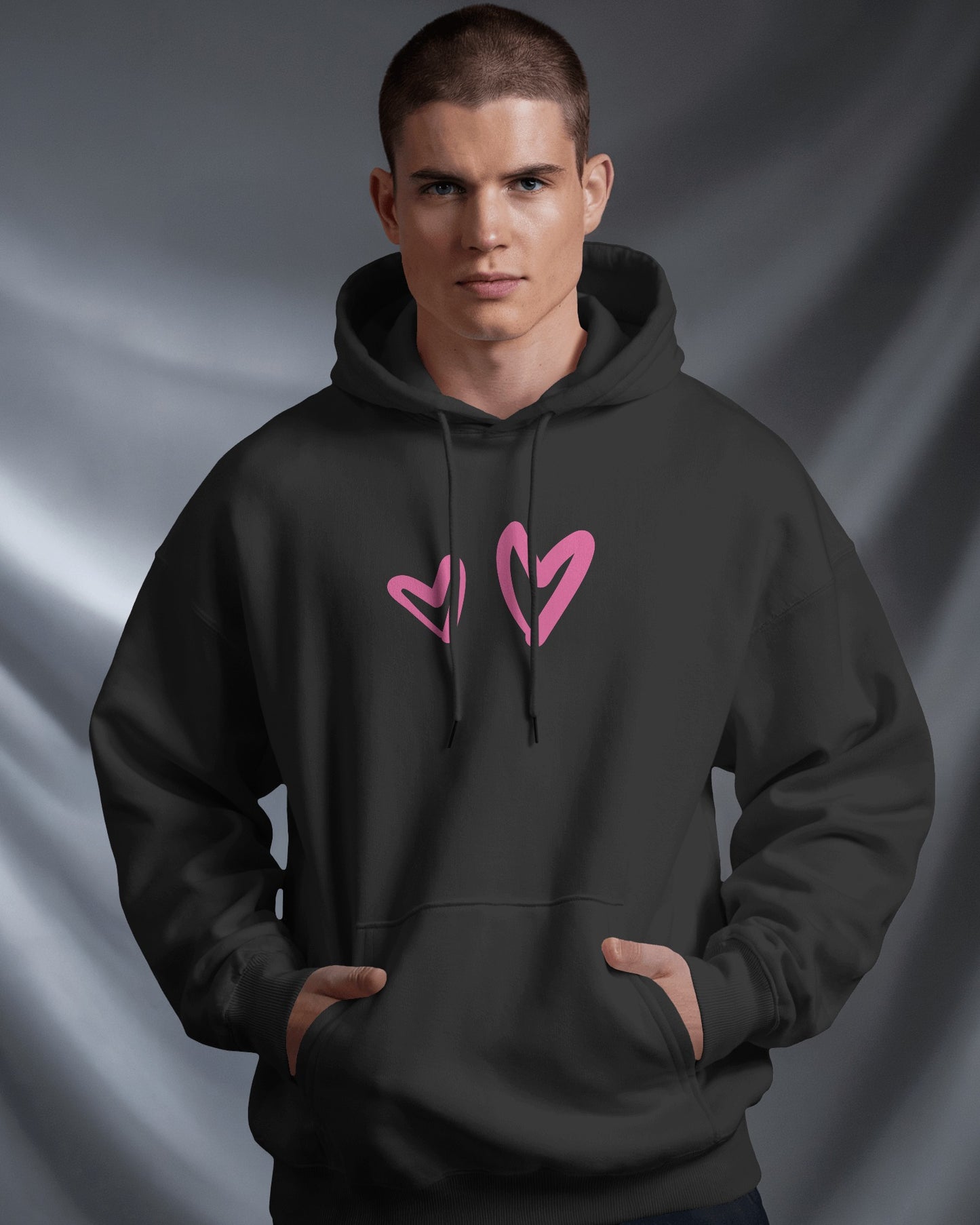 Cute Heart Graphic Men Hoodie - Perfect for Everyday Comfort