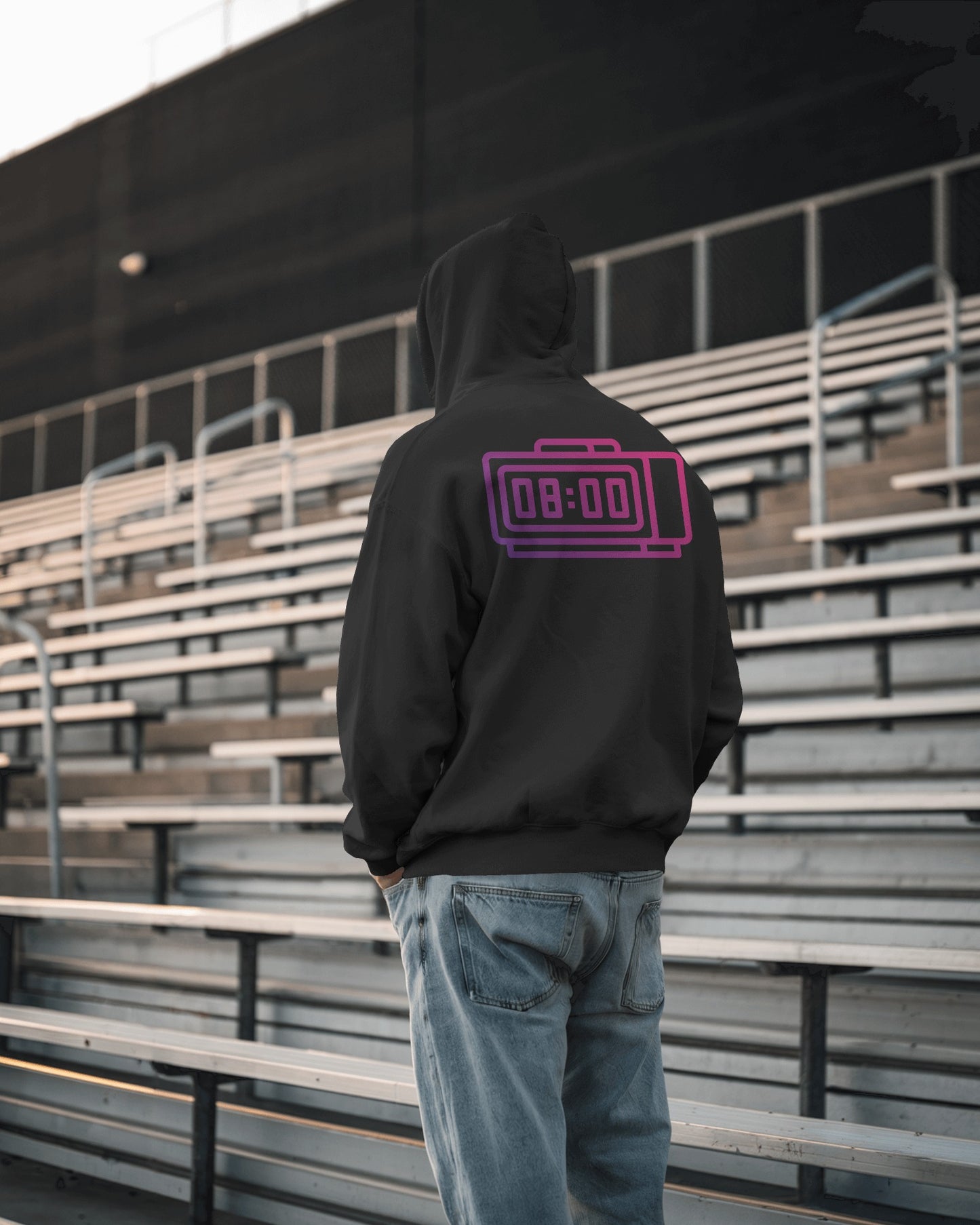 Retro Alarm Clock Men's Back Design Heavy Blend™ Hoodie
