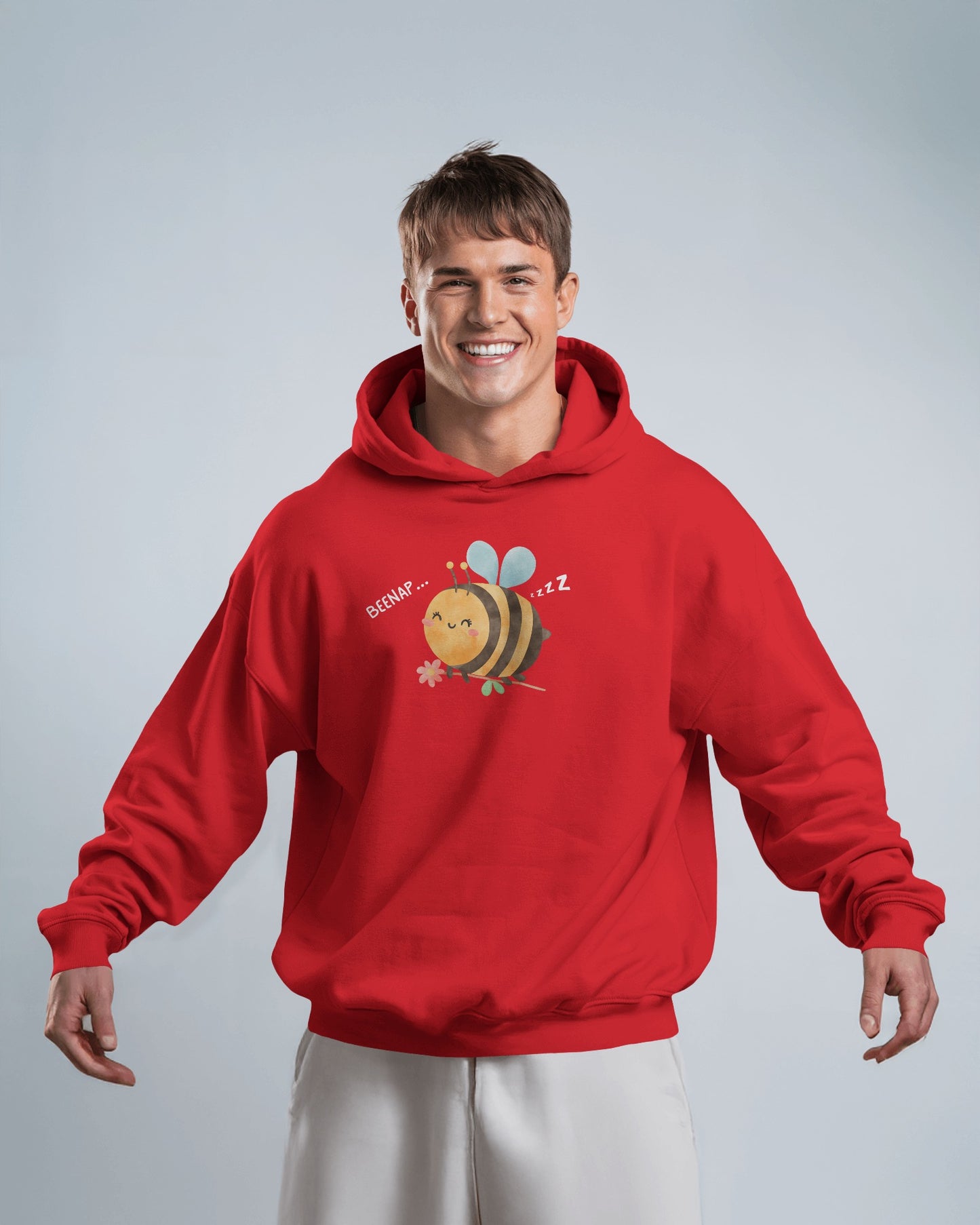 Cute Bee Design - Men's Heavy Blend Hoodie with Floral Design