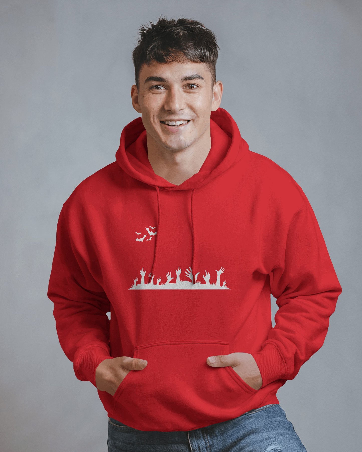 Halloween Themed Men Heavy Blend Hoodie with Spooky Design
