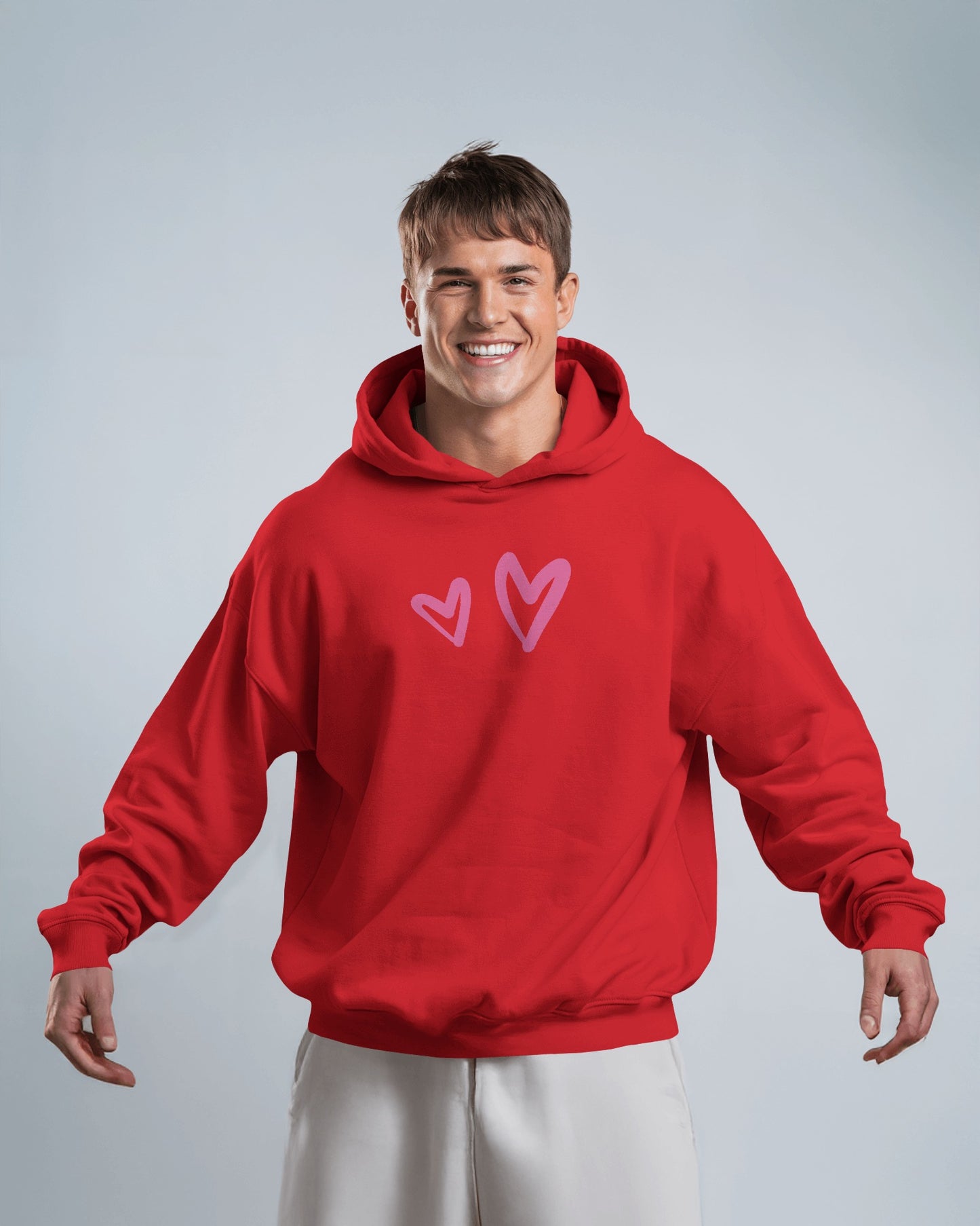 Cute Heart Graphic Men Hoodie - Perfect for Everyday Comfort