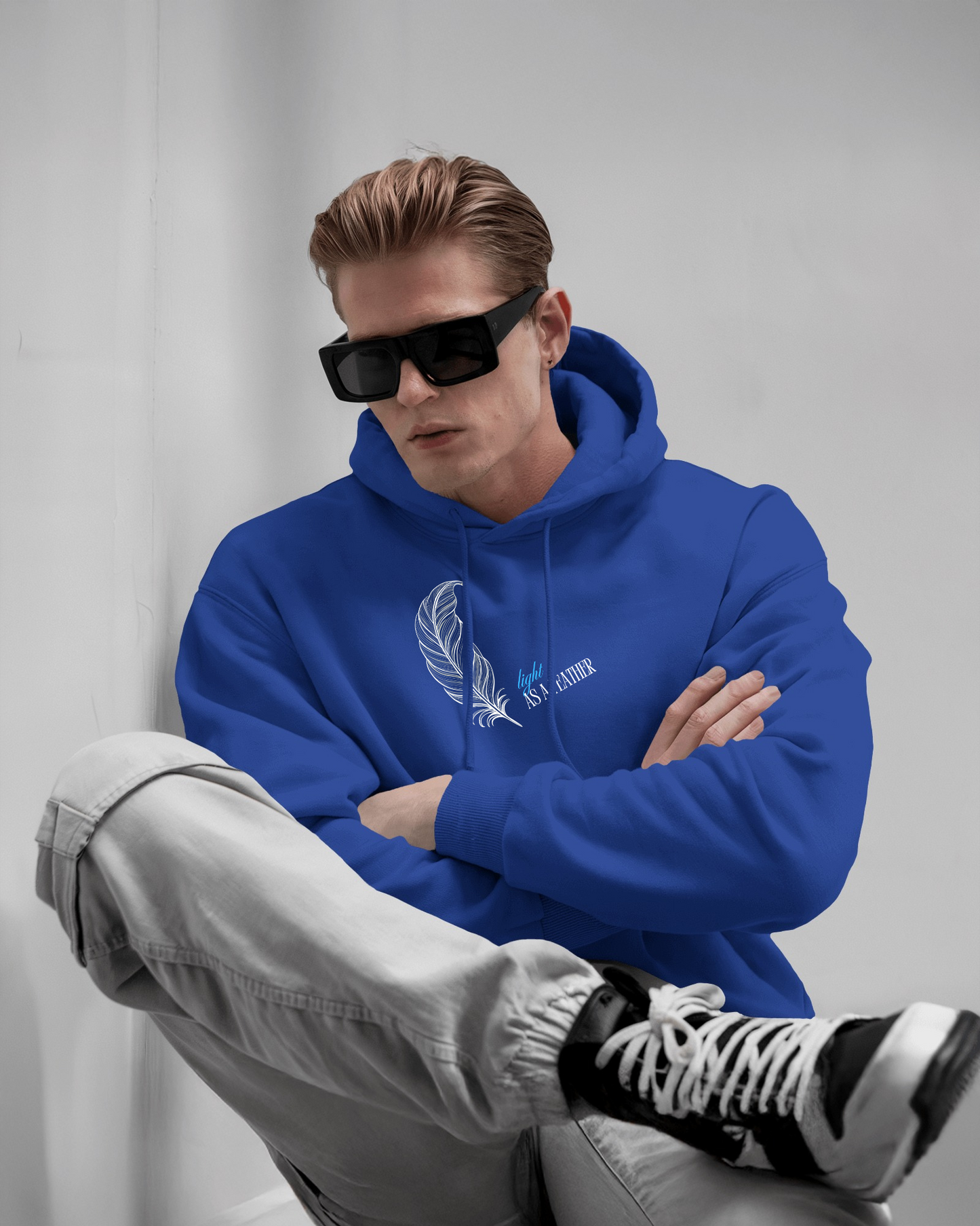 Inspirational Feather Men Heavy Blend Hoodie- Exclusive Minimal Design
