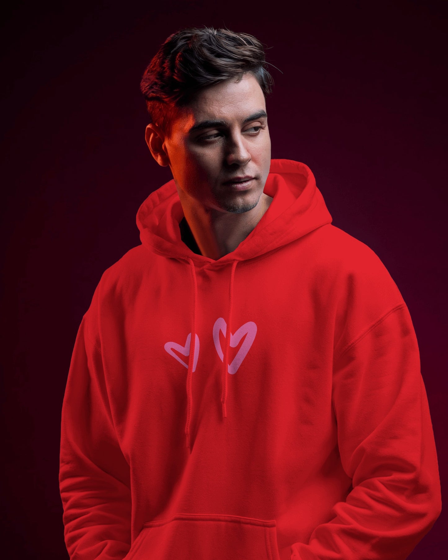 Cute Heart Graphic Men Hoodie - Perfect for Everyday Comfort